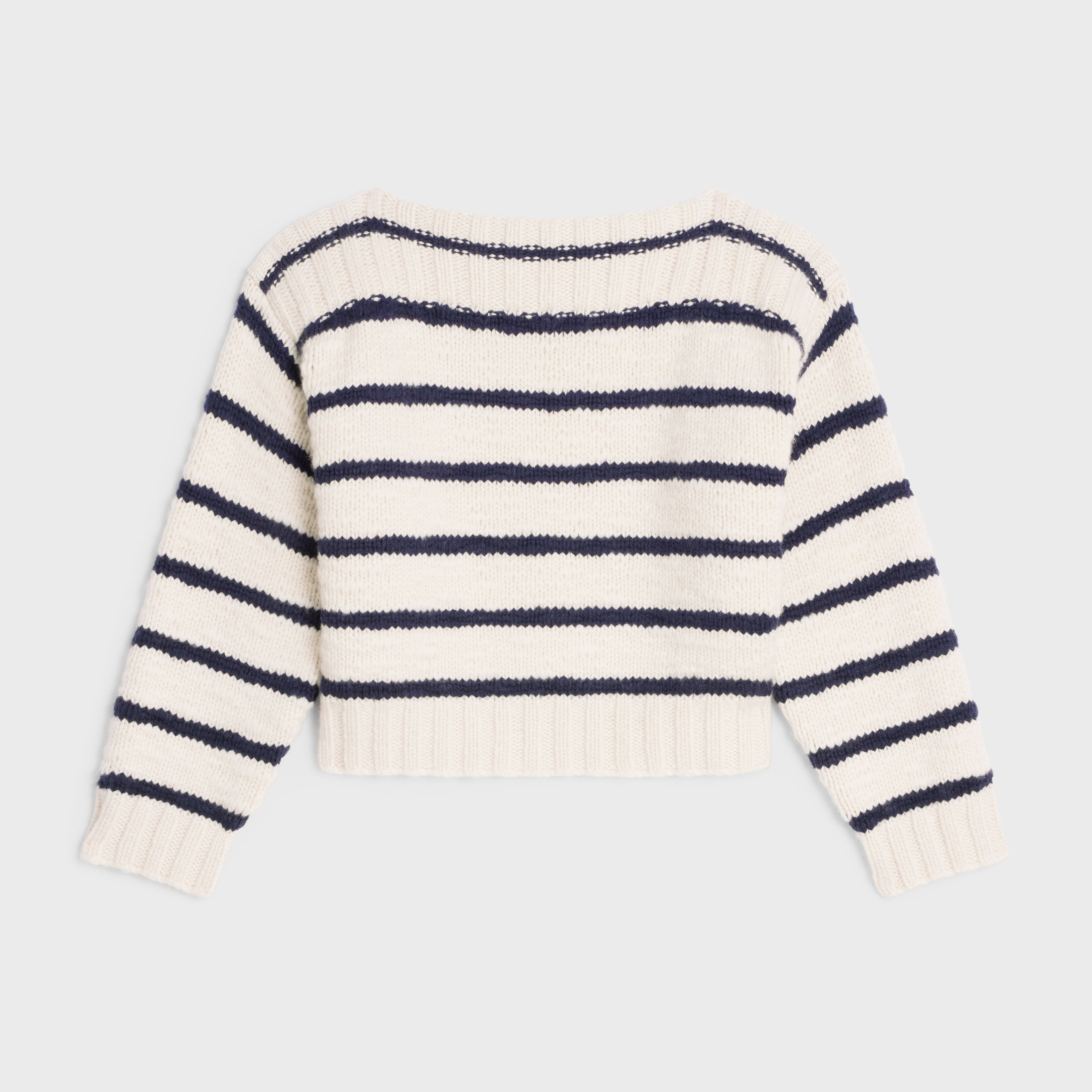 Celine o1w1db10925 2AJ94597V Crewneck Sweater in White/Blue Size XS / US 0-2 / IT 36-38 - 2 Thumbnail
