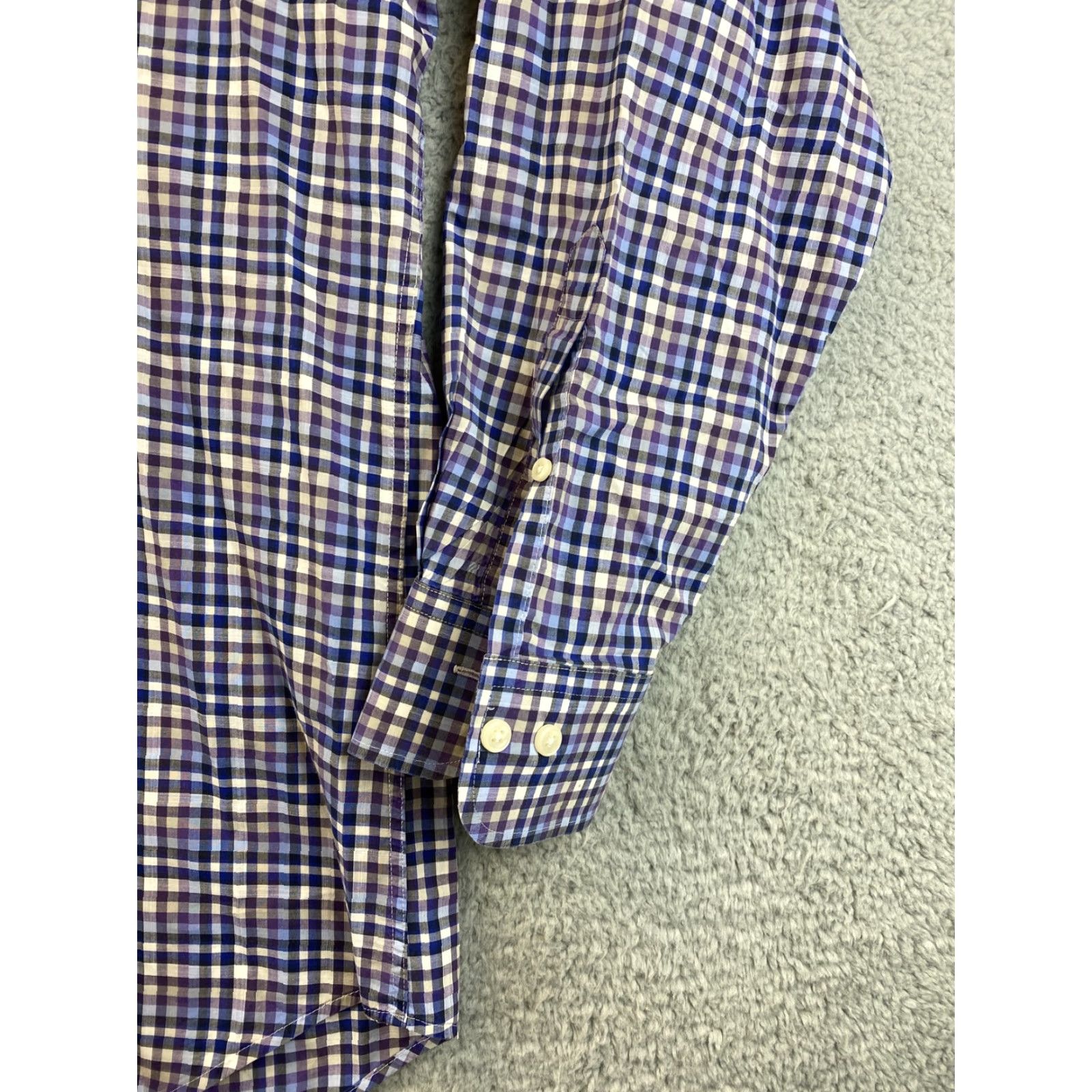 Peter Millar Peter Millar Button-Up Shirt Mens XL Purple Checkered Dress Shirt / 79-13 Size 46R - 3 Thumbnail