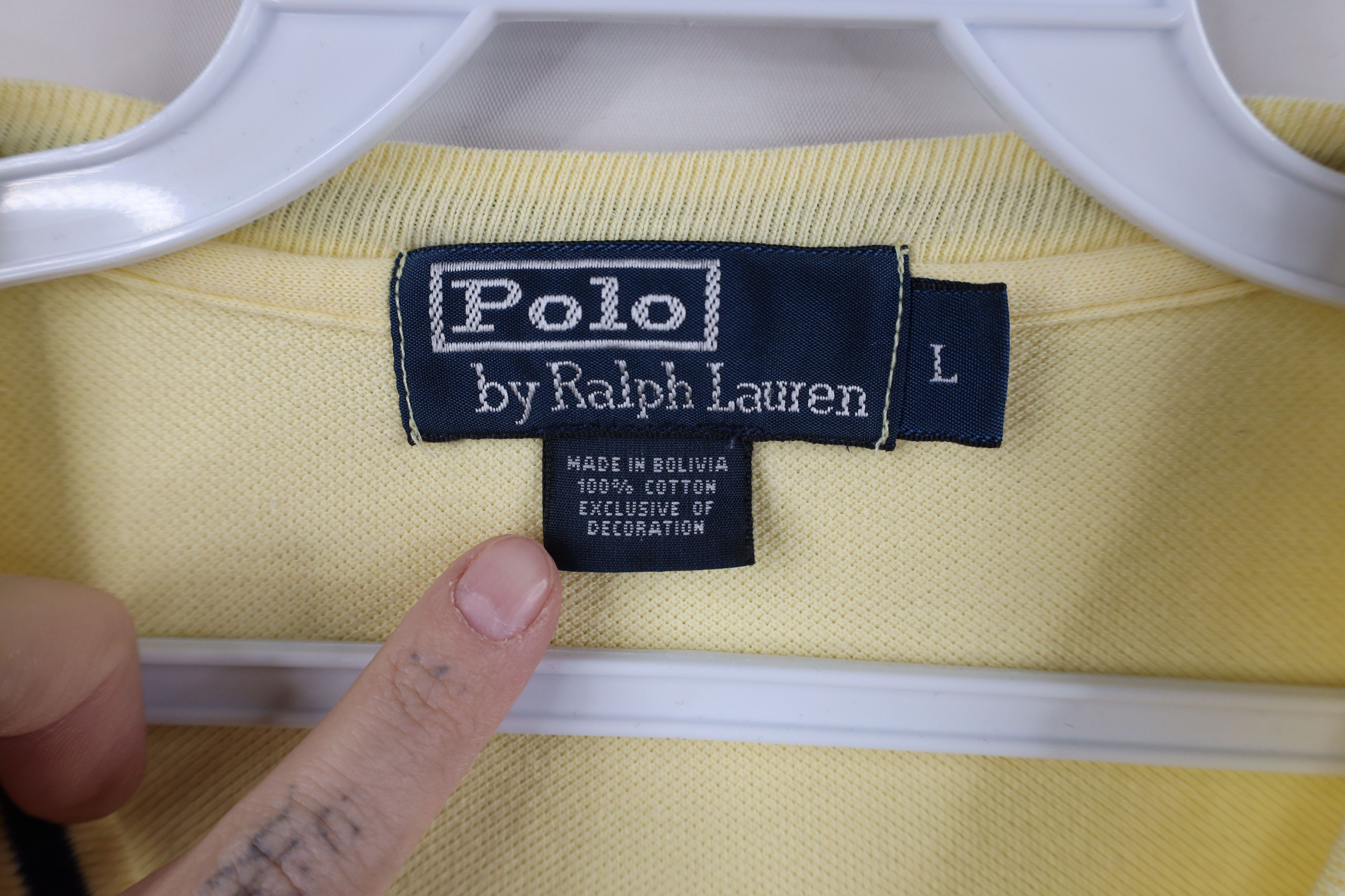 Ralph Lauren Vintage 90s Ralph Lauren Cotton Knit V-Neck T-Shirt Yellow Size US L / EU 52-54 / 3 - 6 Thumbnail