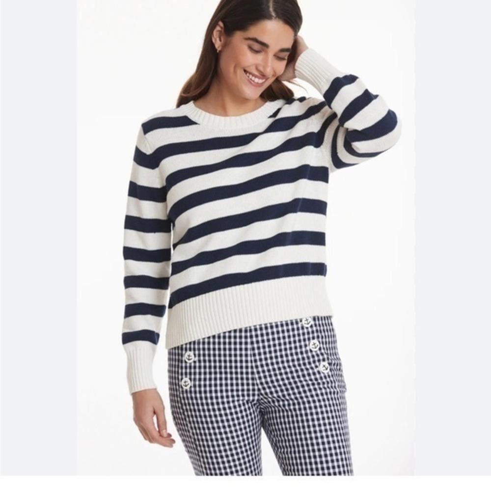 Designer Tyler Boe 23220 Navy and White Striped Sweater Size XS / US 0-2 / IT 36-38 - 1 Thumbnail