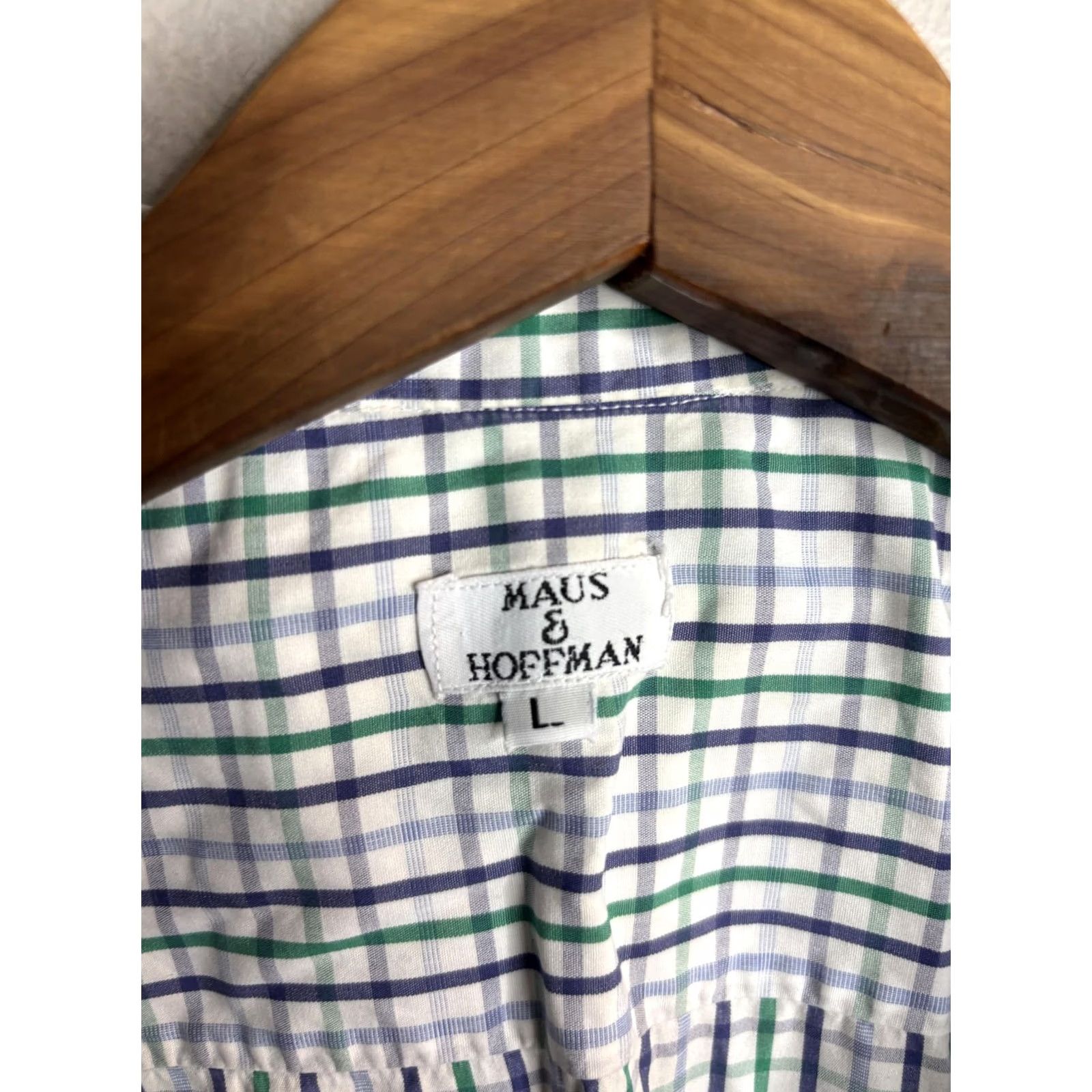 Vintage Maus & Hoffman Shirt Mens Large Green Blue Plaid Short Sleeve Button Down Casual Size US L / EU 52-54 / 3 - 3 Thumbnail