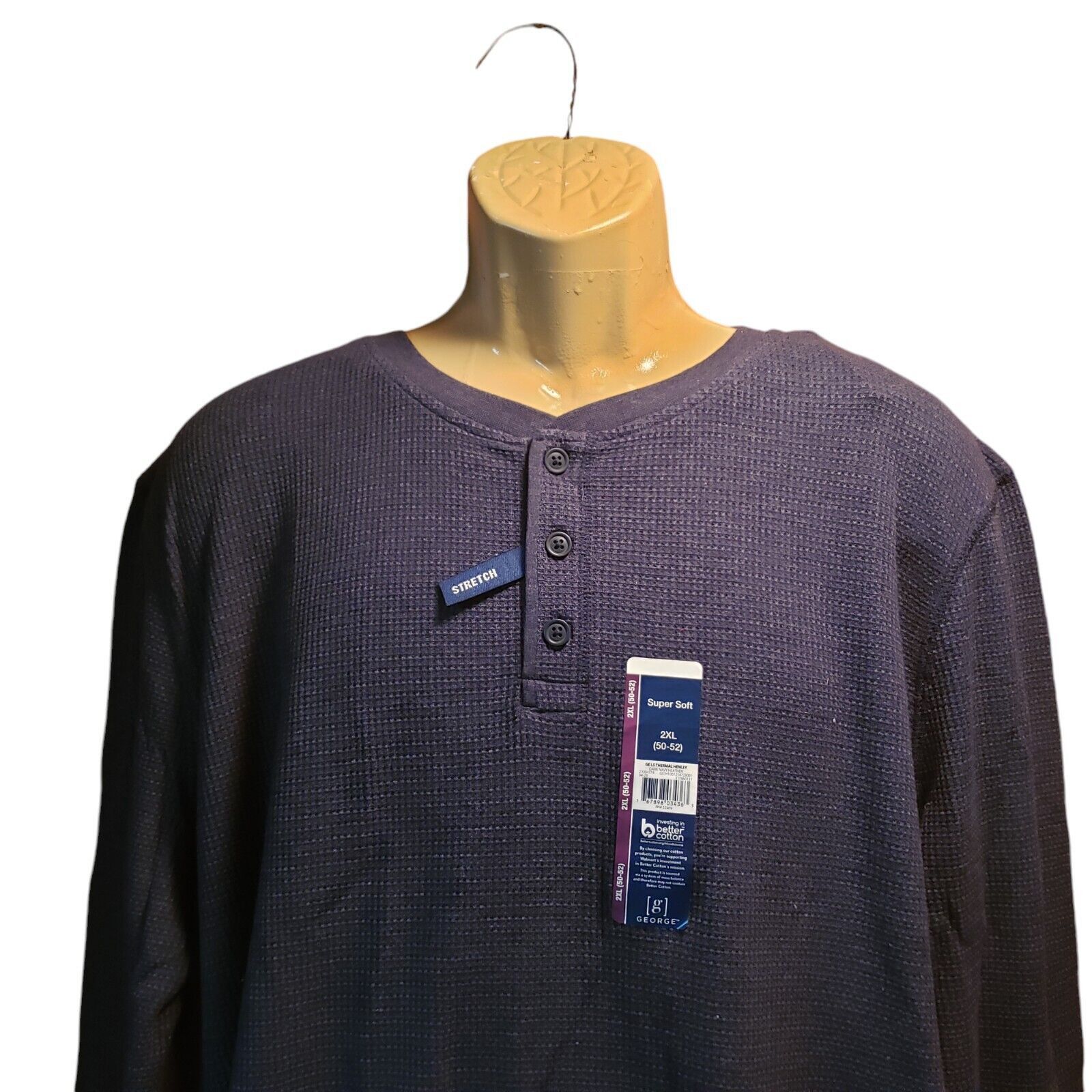 George George Men's Long Sleeve Thermal Henley Shirt Sz 2XL (60-52) Size US XXL / EU 58 / 5 - 3 Thumbnail