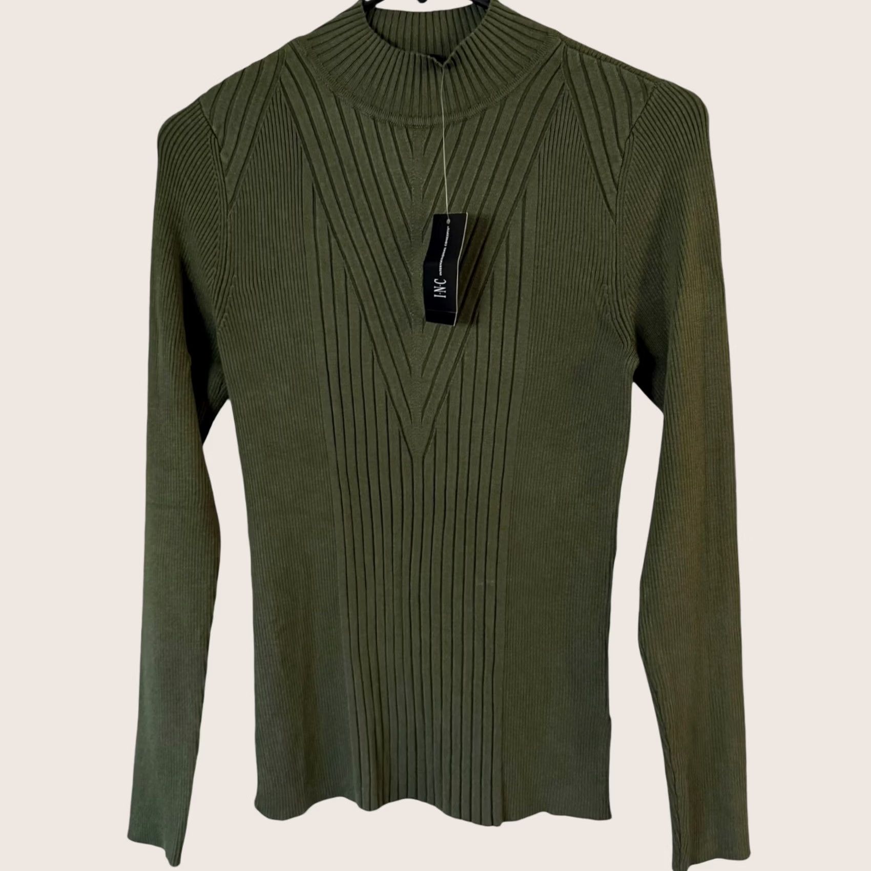 Vintage VINTAGE INC International Concepts Ribbed Mock-Neck Sweater Green Women's Medium NEW Size M / US 6-8 / IT 42-44 - 1 Thumbnail