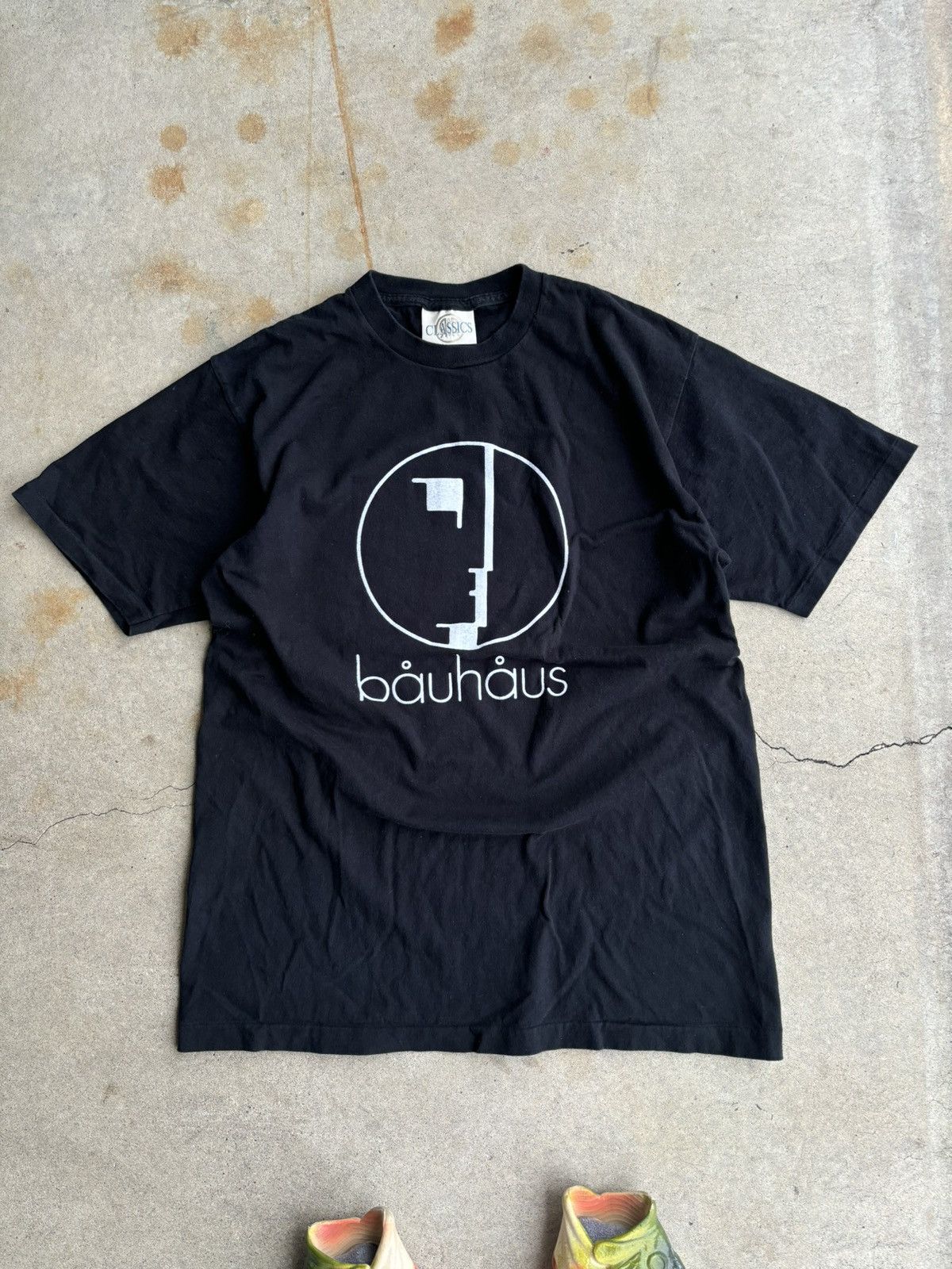 Band Tees Crazy 80s Bauhaus Simple Logo Boxy Faded Black Shirt Size US L / EU 52-54 / 3 - 1 Thumbnail