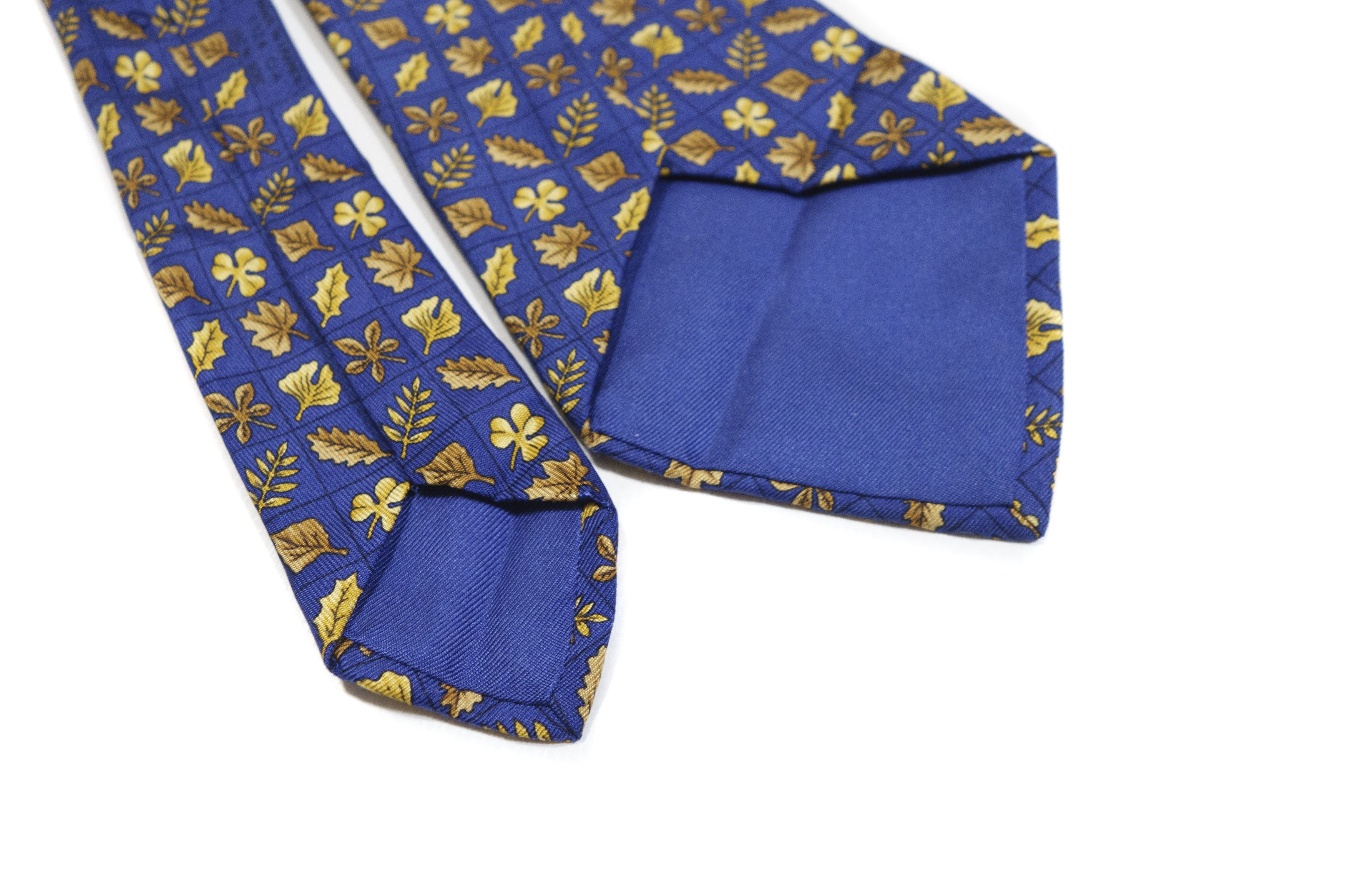 Hermes 90S Leaves Monogram Silk Tie Vintage Size ONE SIZE - 7 Thumbnail