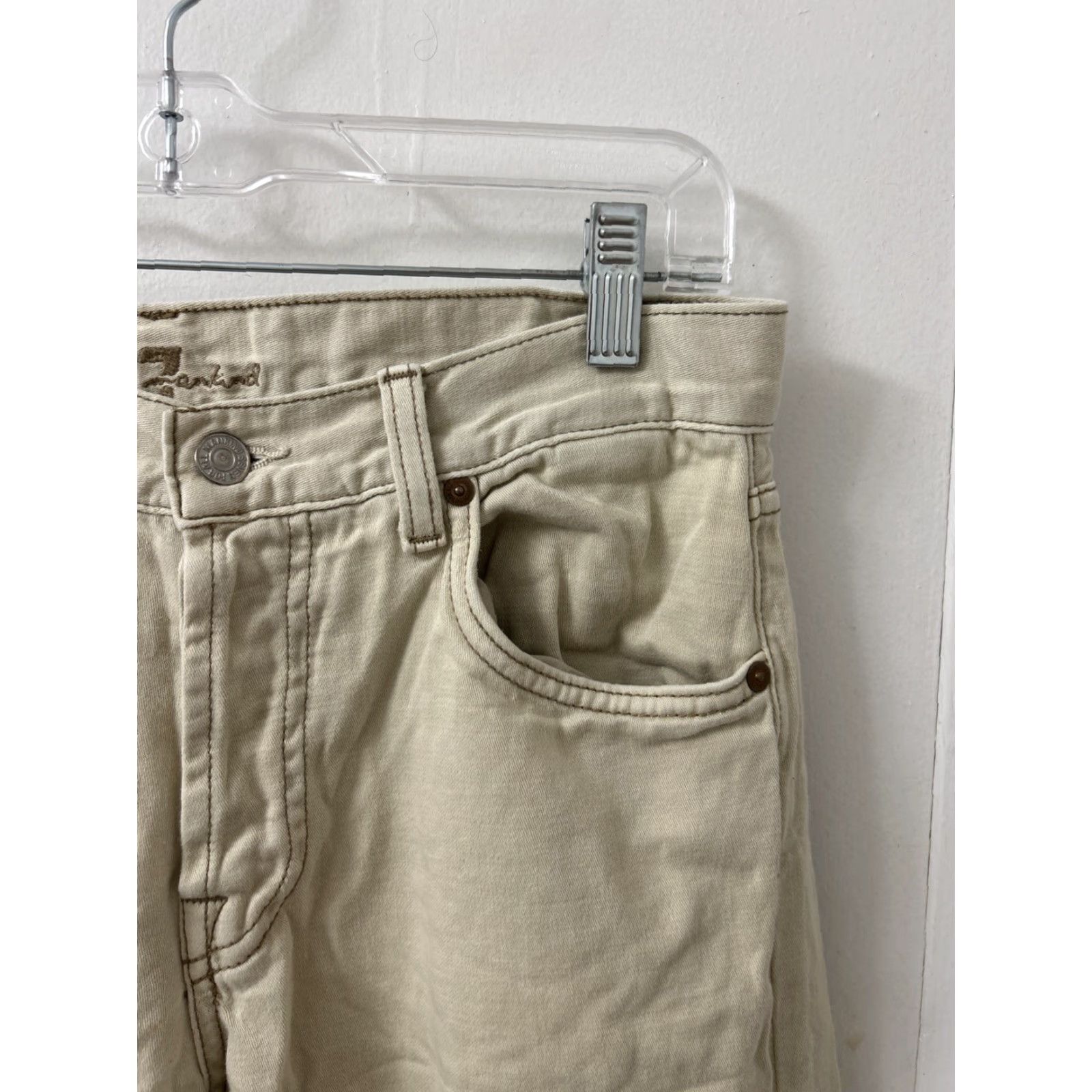 7 For All Mankind VINTAGE 7 For All Mankind Jeans Mens 30x27 Beige MADE IN USA Relaxed/Straight Fit 5-Pocket Denim Pants USA Mens Size US 30 / EU 46 - 5 Thumbnail