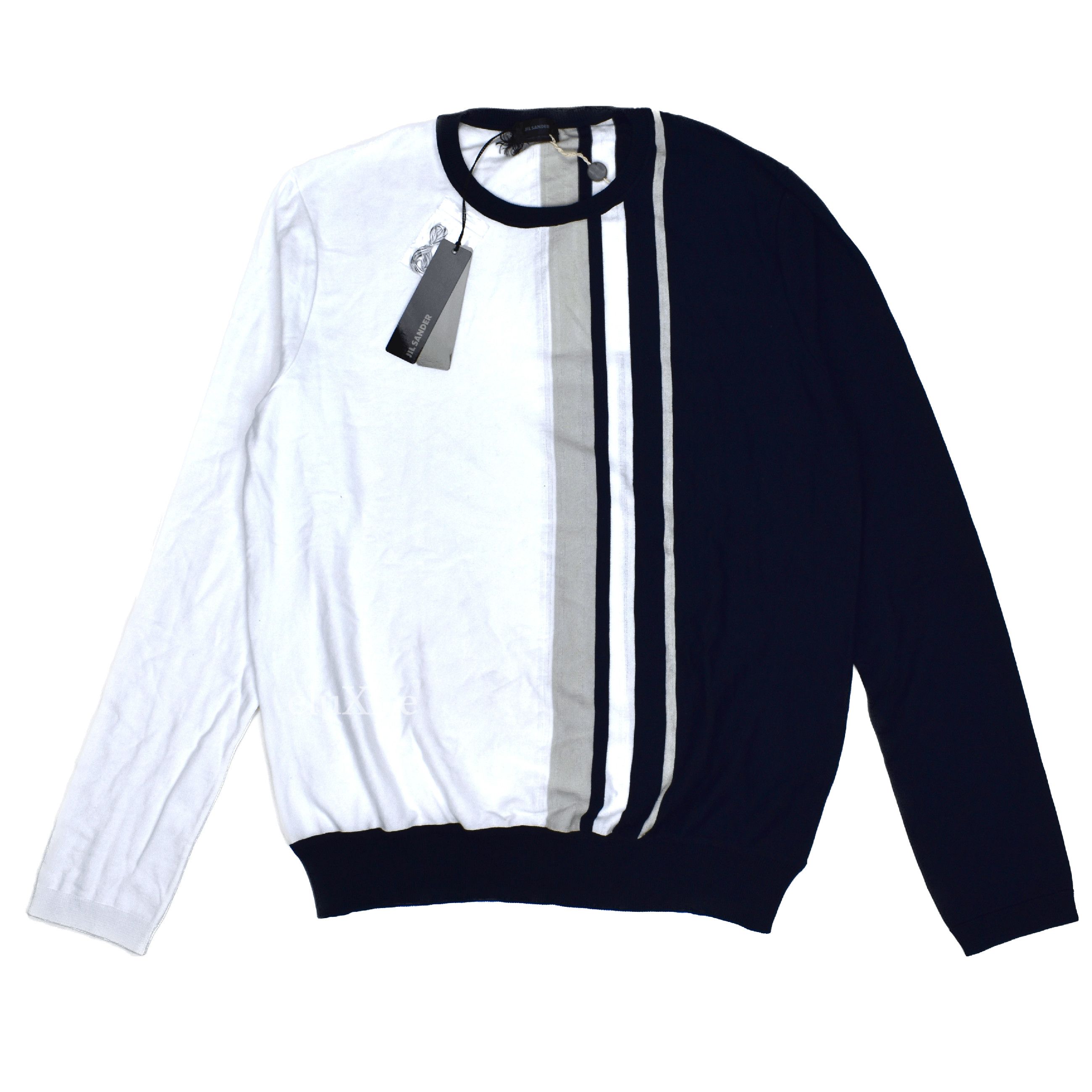 Jil Sander Jil Sander Vertical Bowling Stripe Sweater Navy White NWT Size US L / EU 52-54 / 3 - 1 Preview