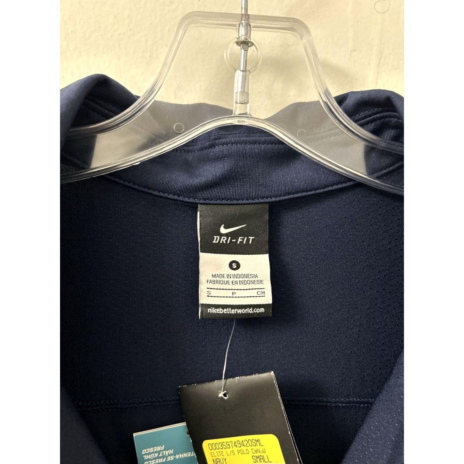 Nike Nike Dri-FIT Elite Long Sleeve Polo Mens S Navy Connecticut UConn 1/4 Zip NWT Size US S / EU 44-46 / 1 - 7 Thumbnail