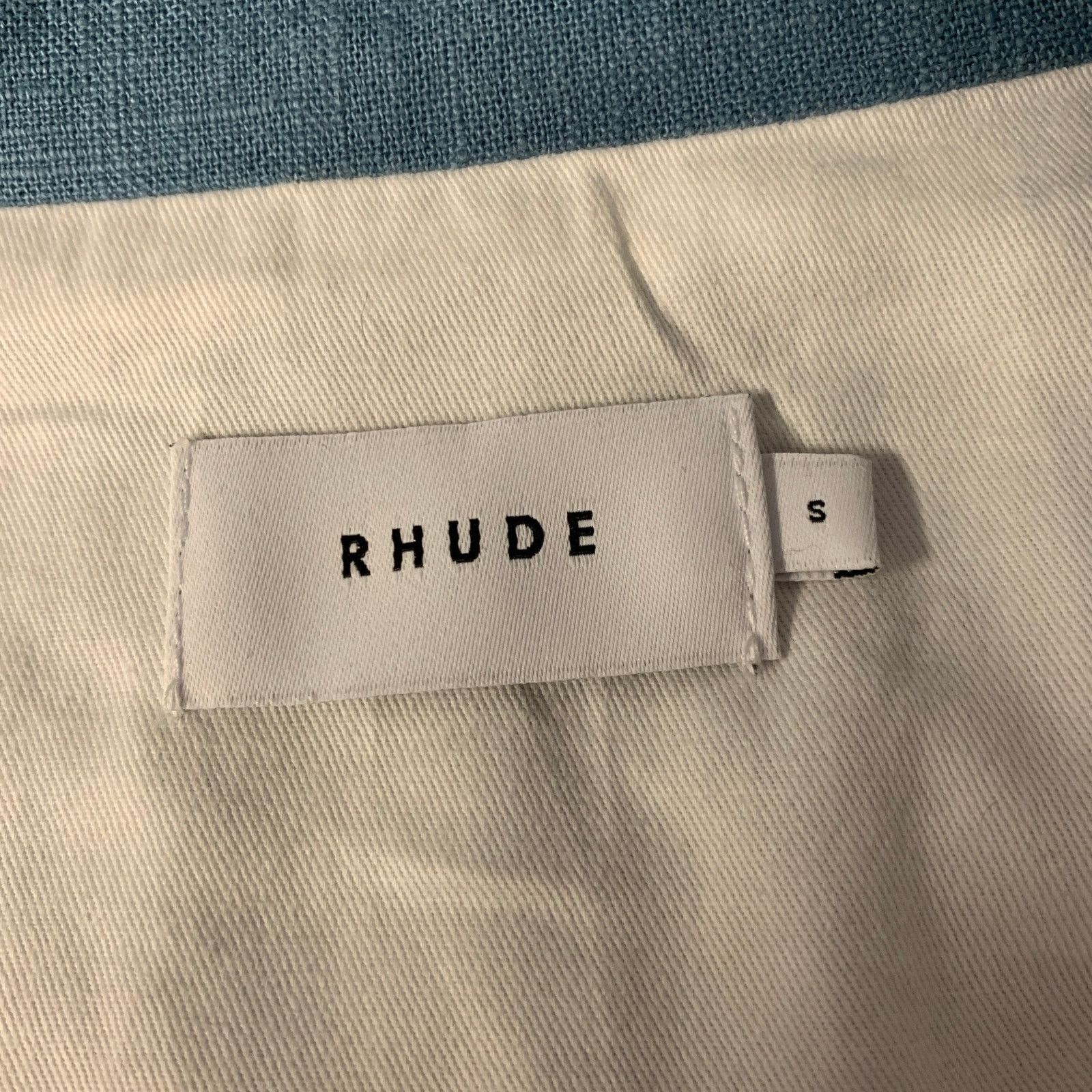 Rhude RHUDE Size S Blue White Color Block Linen Bomber Jacket Size US S / EU 44-46 / 1 - 6 Thumbnail