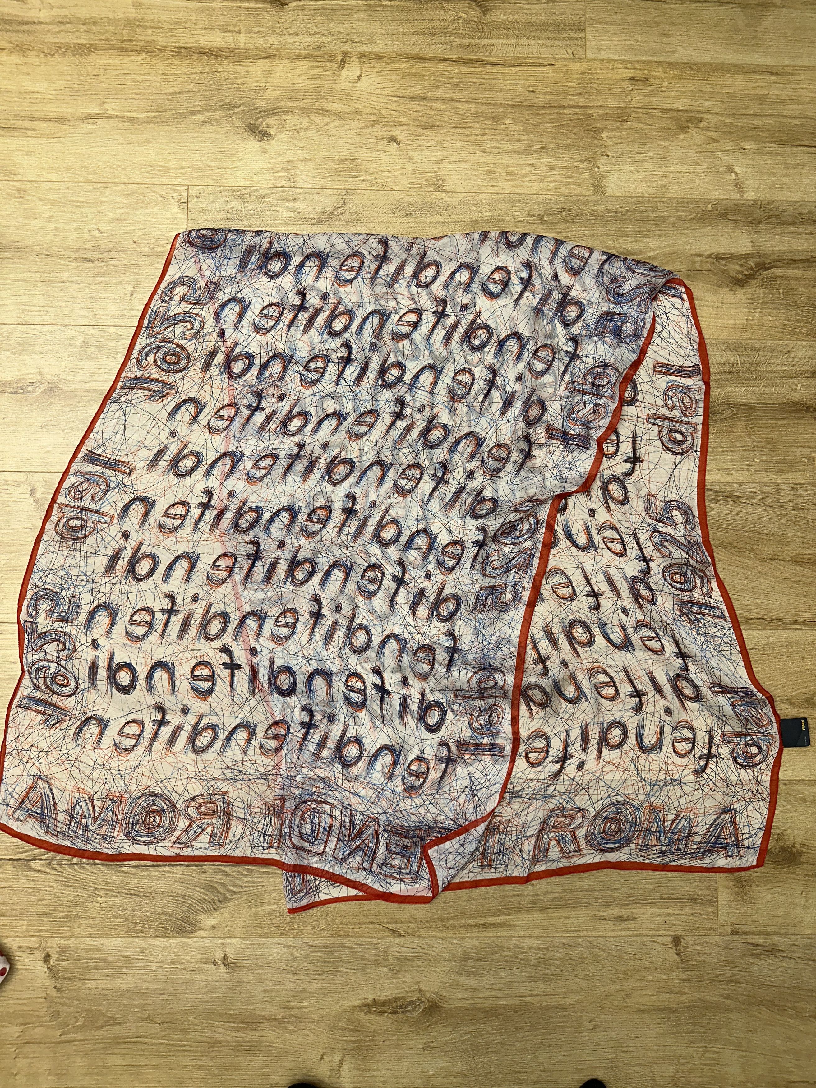 Fendi Fendi Monogram Scribble Logo 100% Silk Long Scarf 170x65 Cm Size ONE SIZE - 1 Thumbnail
