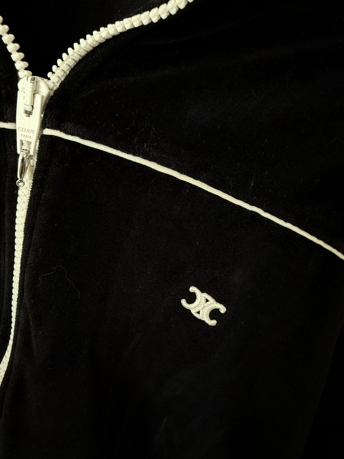 Celine Celine Cotton-Blend Black Velour Track Jacket - XXL Size US XXL / EU 58 / 5 - 3 Thumbnail