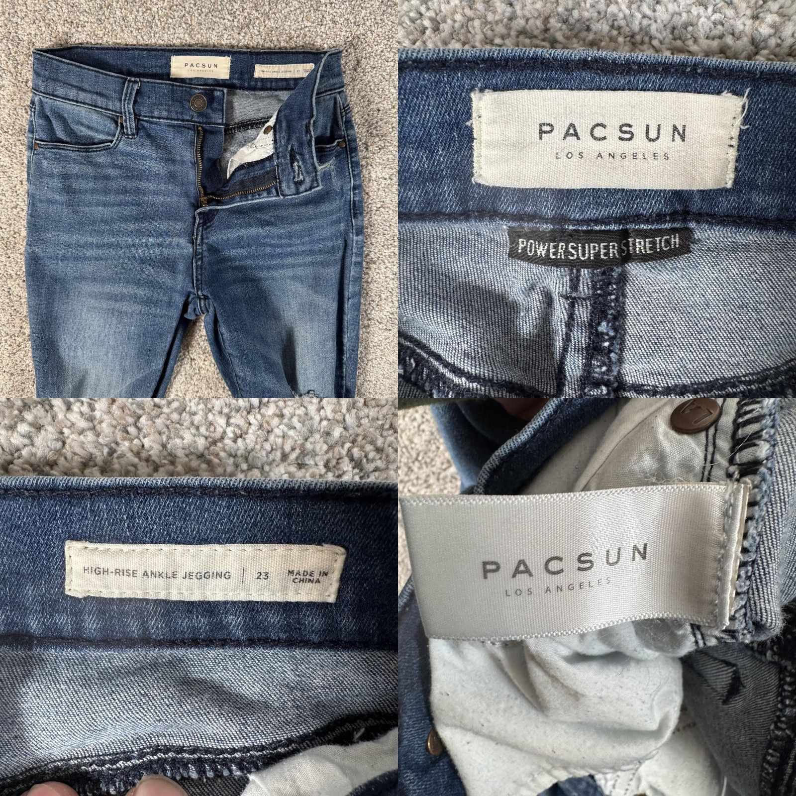 Pacsun VINTAGE? No — PacSun Jeans Women’s 23 Blue High-Rise Ankle Jegging Distressed Super Stretch Jeans 00 Womens Slim Distressed Pockets Zip Fly Size 24" / US 00 / IT 34 - 8 Thumbnail