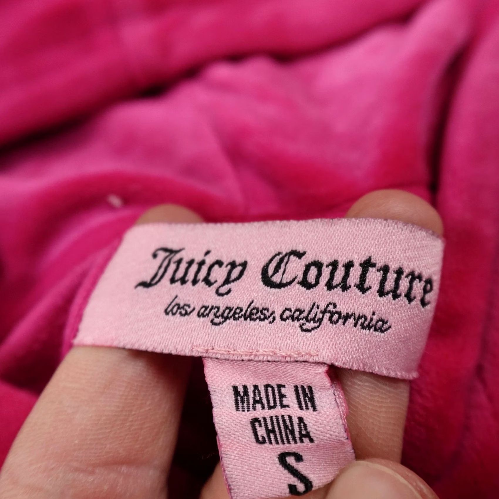 Juicy Couture VINTAGE Juicy Couture Hoodie Womens S Pink Velour Full Zip Rhinestone Bling Jacket Y2K Size S / US 4 / IT 40 - 4 Thumbnail