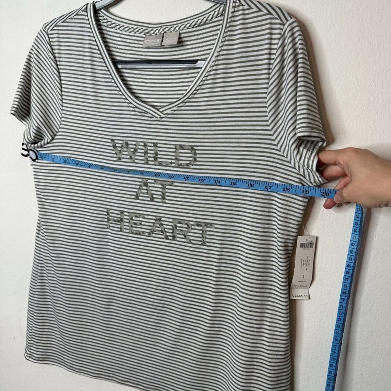Chicos Chicos Zenergy Wild At Heart Stripe Leopard V Neck Tee 1 Size M / US 6-8 / IT 42-44 - 12 Thumbnail