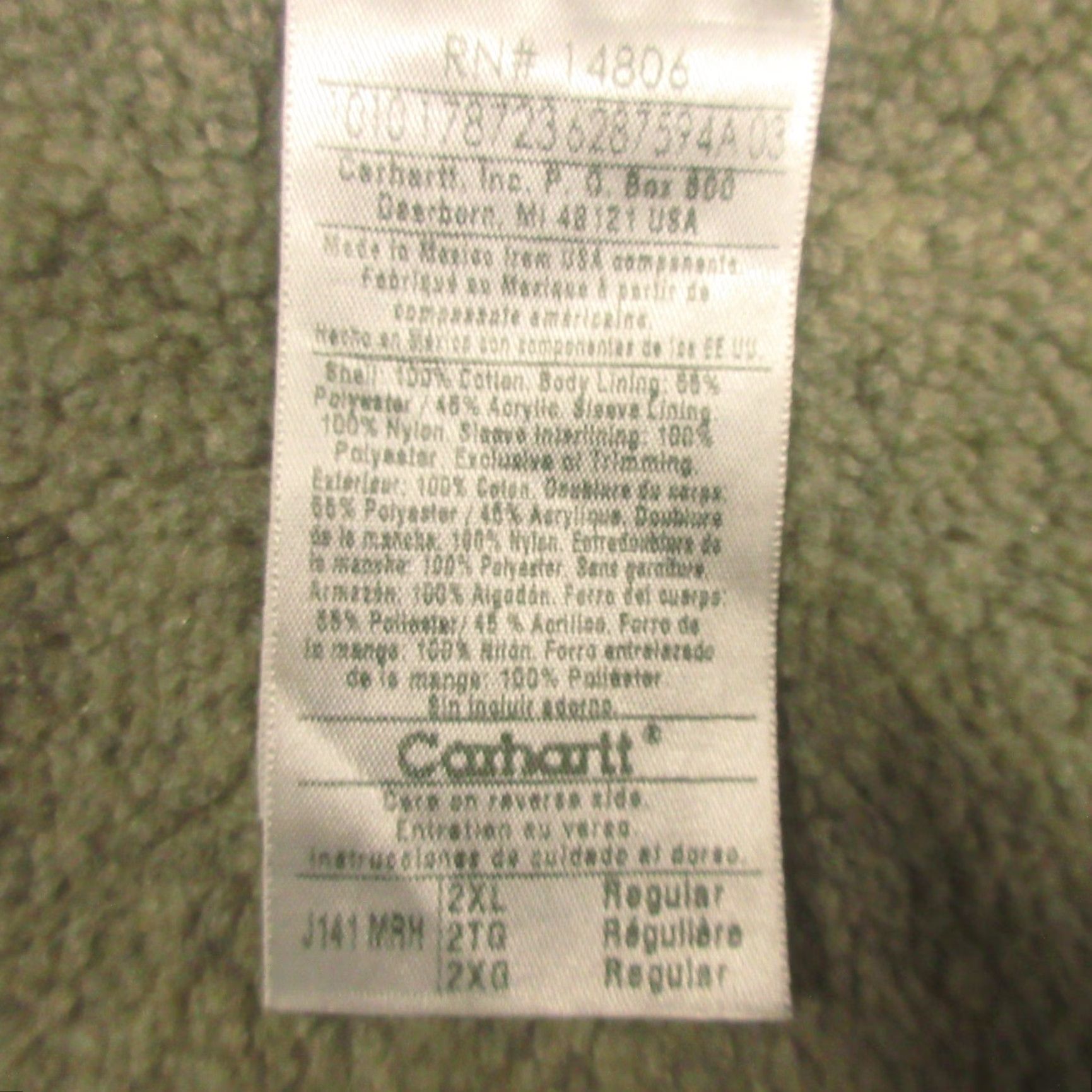 Carhartt VINTAGE Carhartt Jacket Bomber Hooded Lined 2XL Mens Brown Grunge Logo Mid-Length Walking Casual Workwear 90s Mexico Size US XXL / EU 58 / 5 - 4 Thumbnail