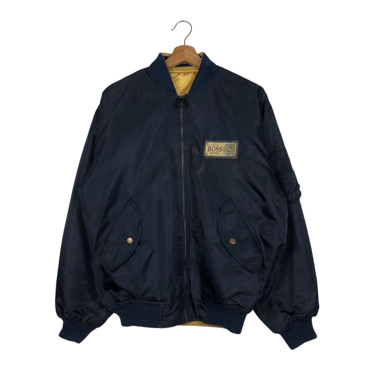 Japanese Brand Reversible Bomber Jacket Satin Suntory Boss Coffee Big Logo Size US M / EU 48-50 / 2 - 2 Thumbnail