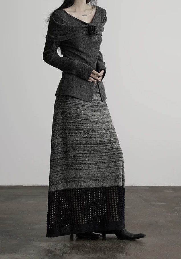 Other Charcoal Rose Wrap Long Sleeve Top Size M / US 6-8 / IT 42-44 - 2 Thumbnail