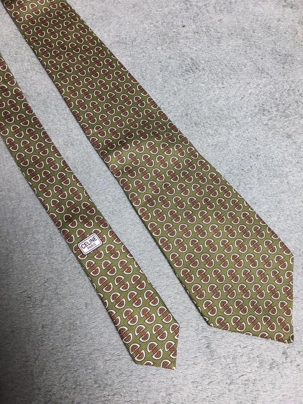 Celine CELINE Vintage Elegant Buckle Logo Italy Silk Mens Tie Size ONE SIZE - 5 Thumbnail