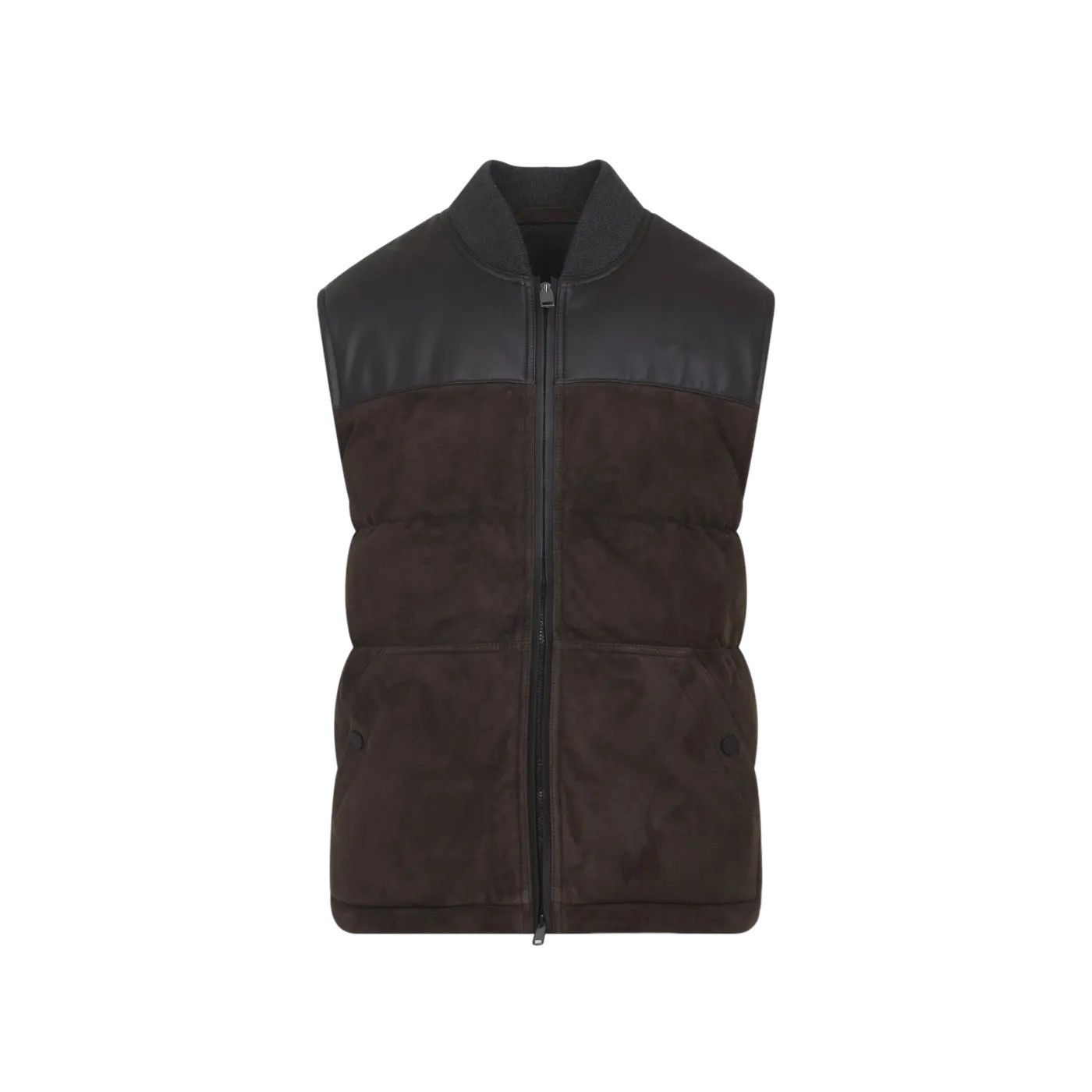 BRIONI Dark Brown Suede/Leather Vest New & Authentic (Men's