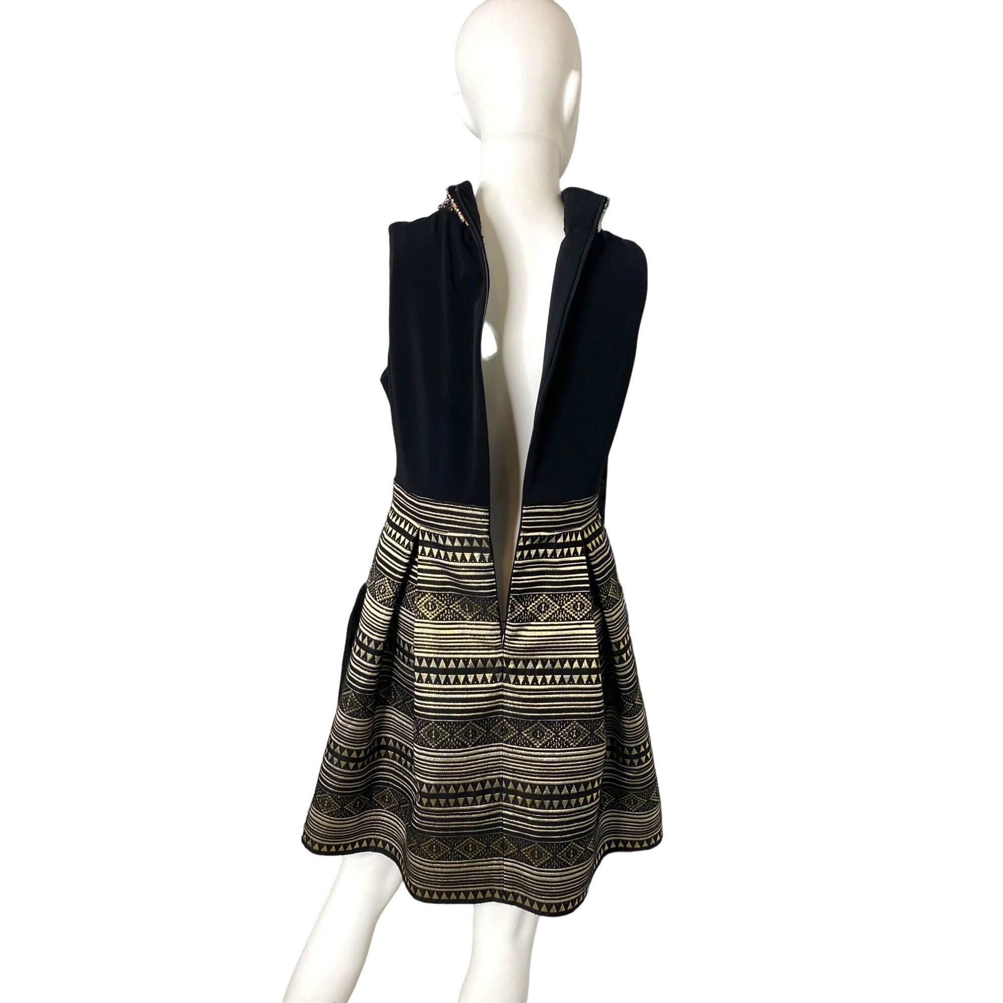 Vince Camuto VINCE CAMUTO WOMEN'S WOMEN'S BLACK/GOLD METALLIC PARTY DRESS Size M / US 6-8 / IT 42-44 - 2 Thumbnail