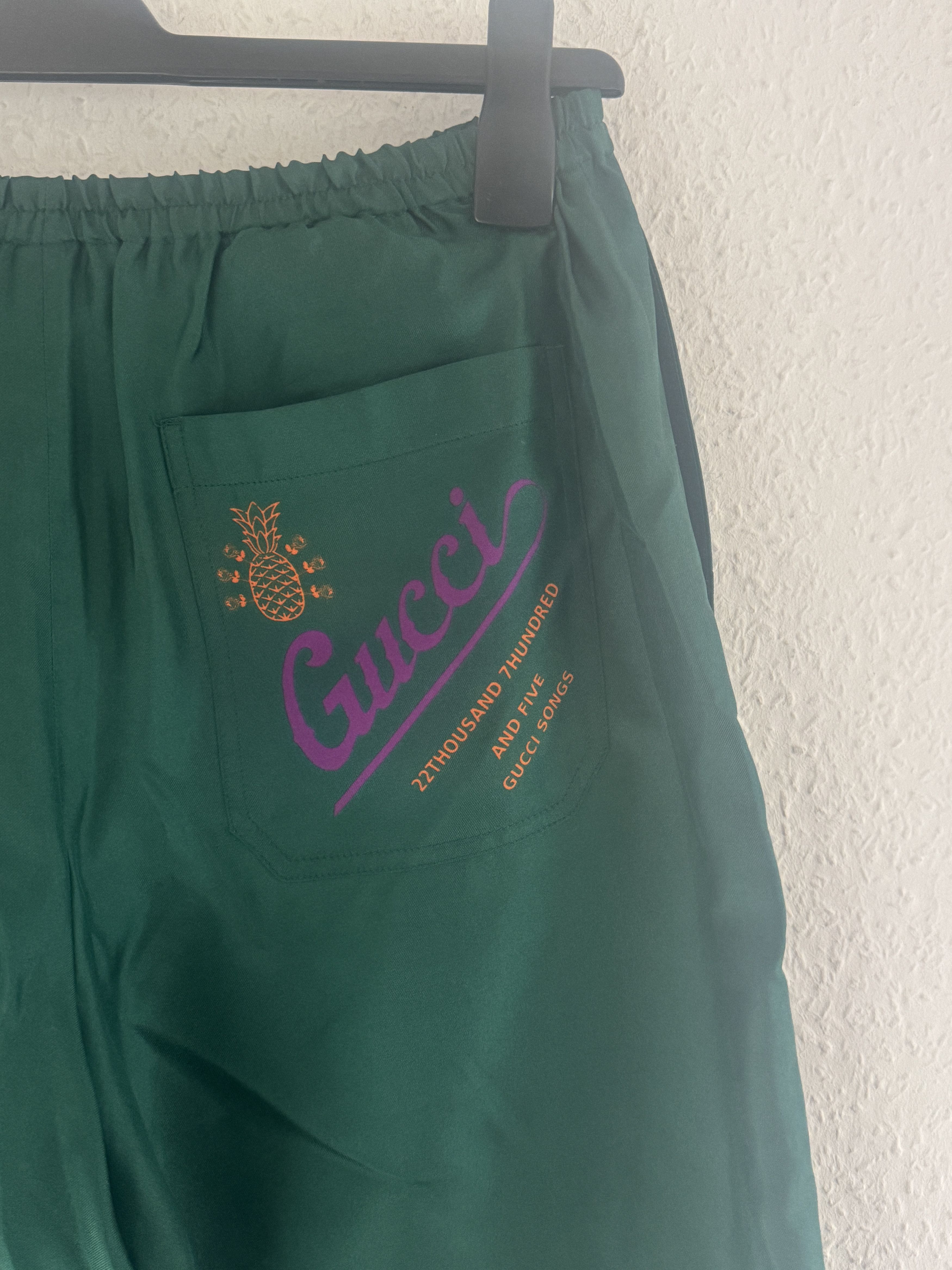 Gucci Green Silk Logo Shorts Size US 30 / EU 46 - 14 Thumbnail