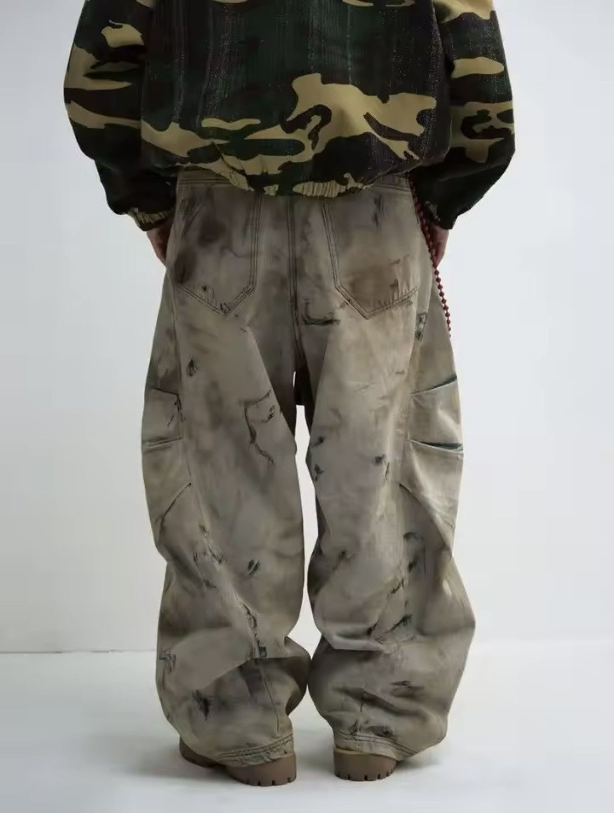 Other High Street Retro Washed Tie-Dye Distressed Jeans Size US 36 / EU 52 - 2 Thumbnail