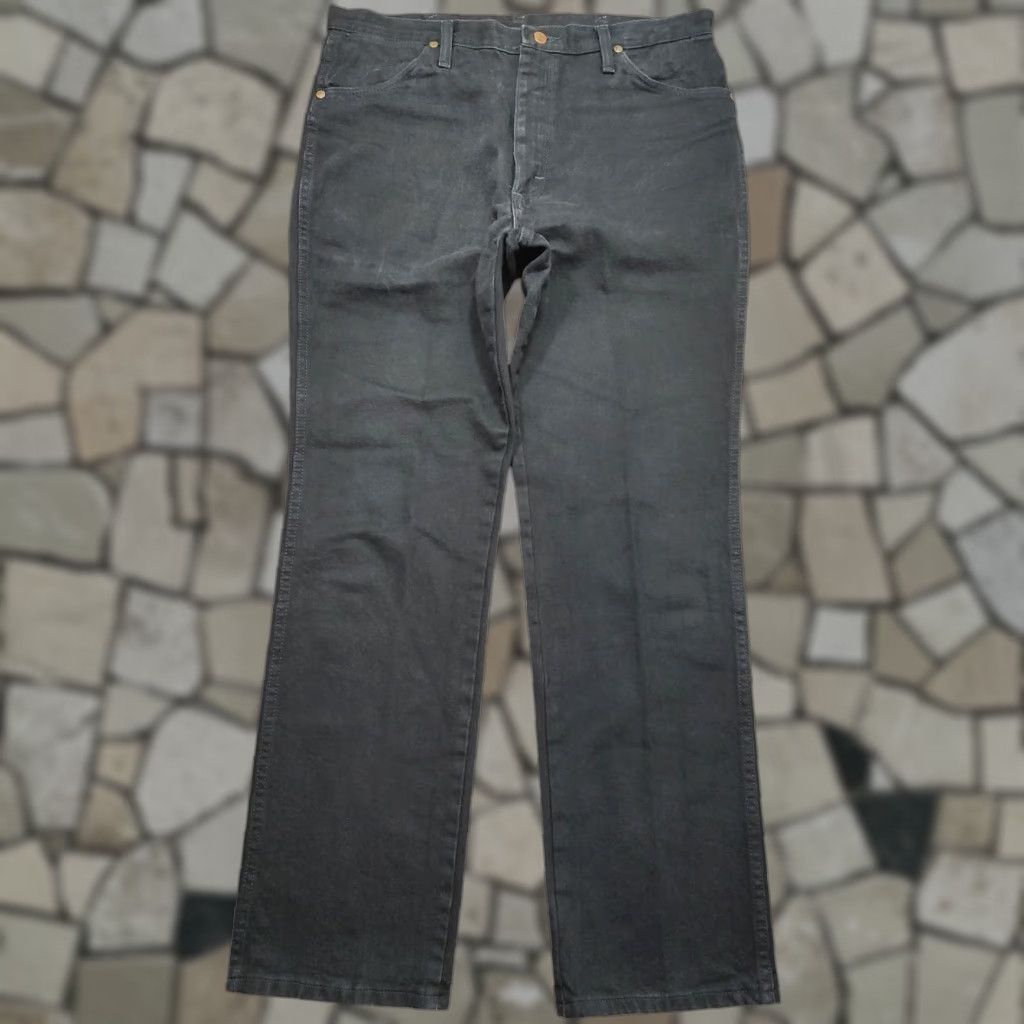 VINTAGE Wrangler Cowboy Cut Denim Jeans 36x32 Mens Black 80s 90s Western Rodeo Logo 5-Pocket Classic Straight