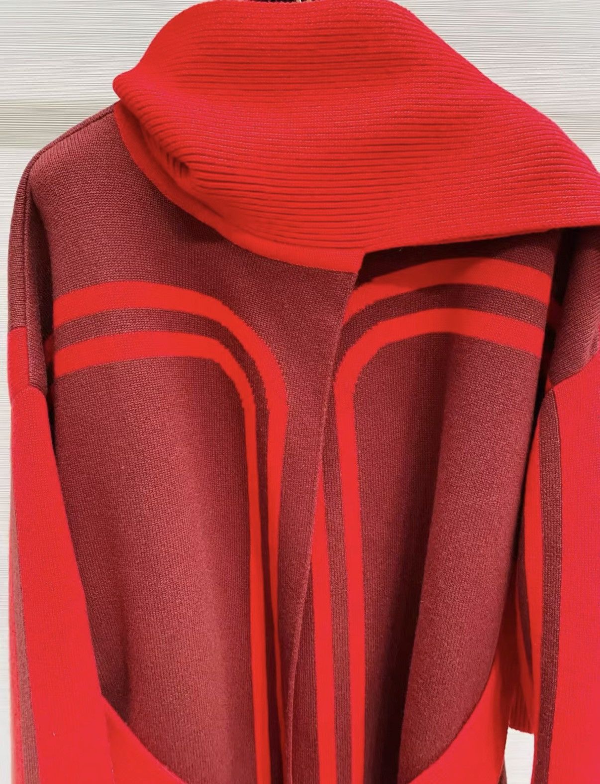 Hermes Hermès Classic Red Cashmere Long Knit Coat J33 Size XS / US 0-2 / IT 36-38 - 5 Thumbnail
