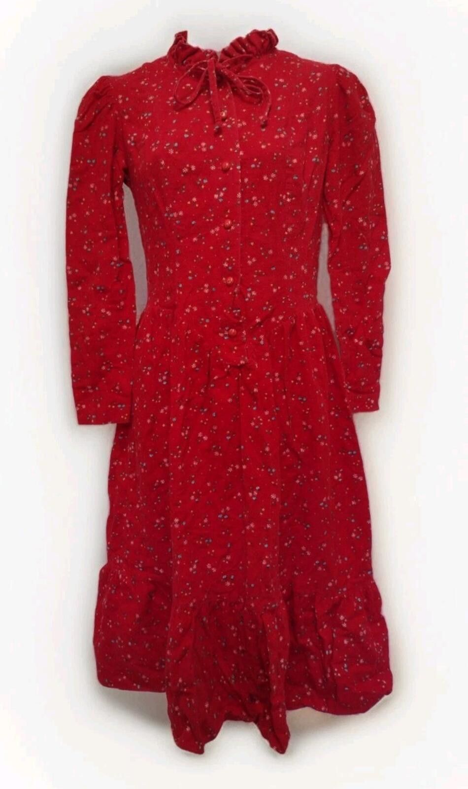 Other VTG 70s Avon Fashions Red Floral Prairie Dress flannel 7/8 Size M / US 6-8 / IT 42-44 - 1 Thumbnail