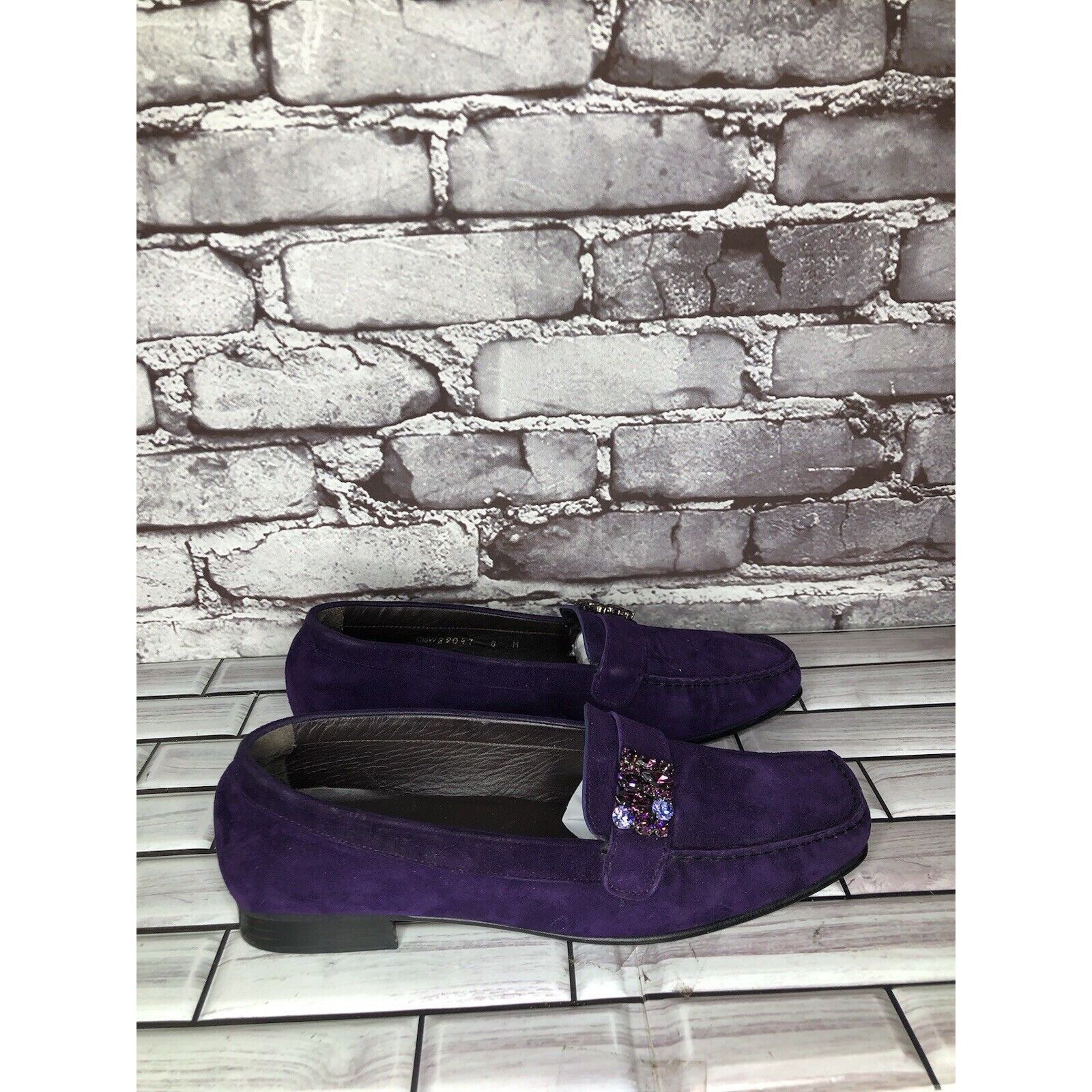 Stuart Weitzman Stuart Weitzman Purple Suede Leather Rhinestone Pump Shoes W Size US 8.5 / IT 38.5 - 19 Thumbnail
