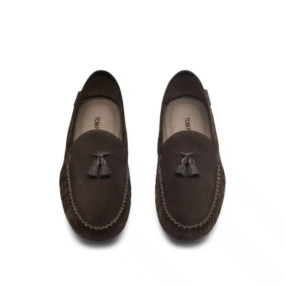 Tom Ford o1loc1c0326 J1557 Suede & Wool Loafers in Brown Size US 10 / EU 43 - 2 Thumbnail