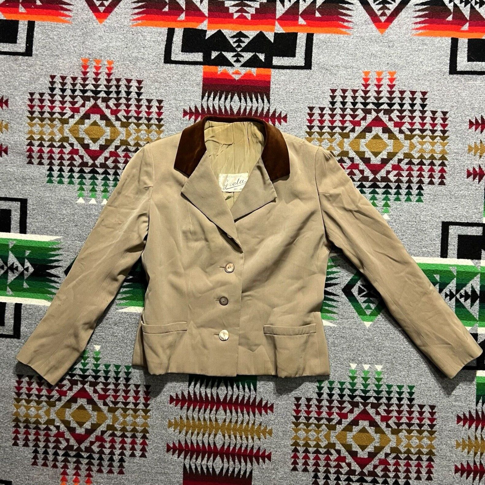 image of Vintage Haute Couture Greta By Aires Button Jacket Women’S Size Small Beige A6 in White, Women's