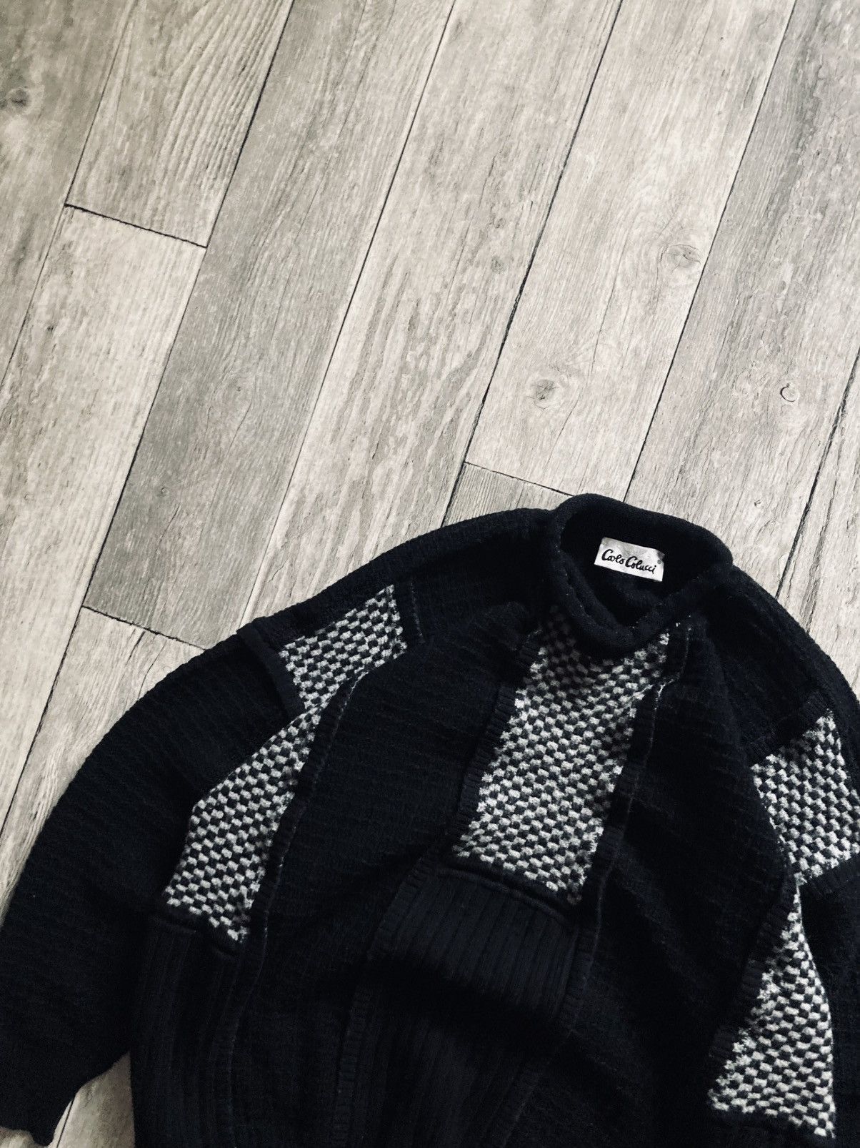 Carlo Colucci × Vintage Vintage 90’s carlo colucci knitted block sweater drip Y2k Size US XL / EU 56 / 4 - 4 Thumbnail