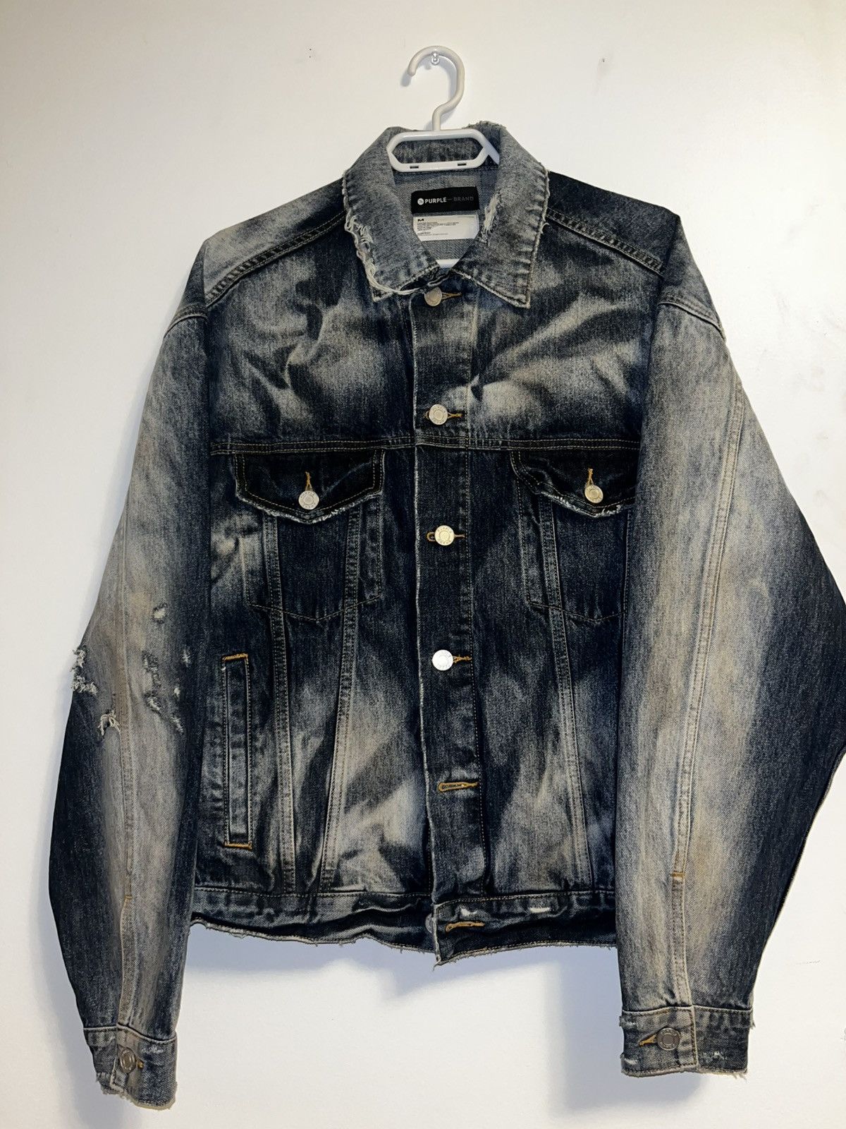 Purple Brand Purple Brand SAMPLE Blue Acid Wash Distressed Jean Jacket Size US M / EU 48-50 / 2 - 1 Thumbnail