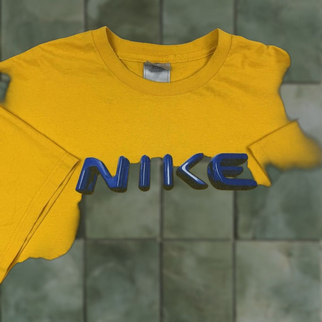 Nike VINTAGE Nike T-Shirt Adult XL Yellow Spellout Y2K Grunge Hipster Mens Size US XL / EU 56 / 4 - 1 Thumbnail