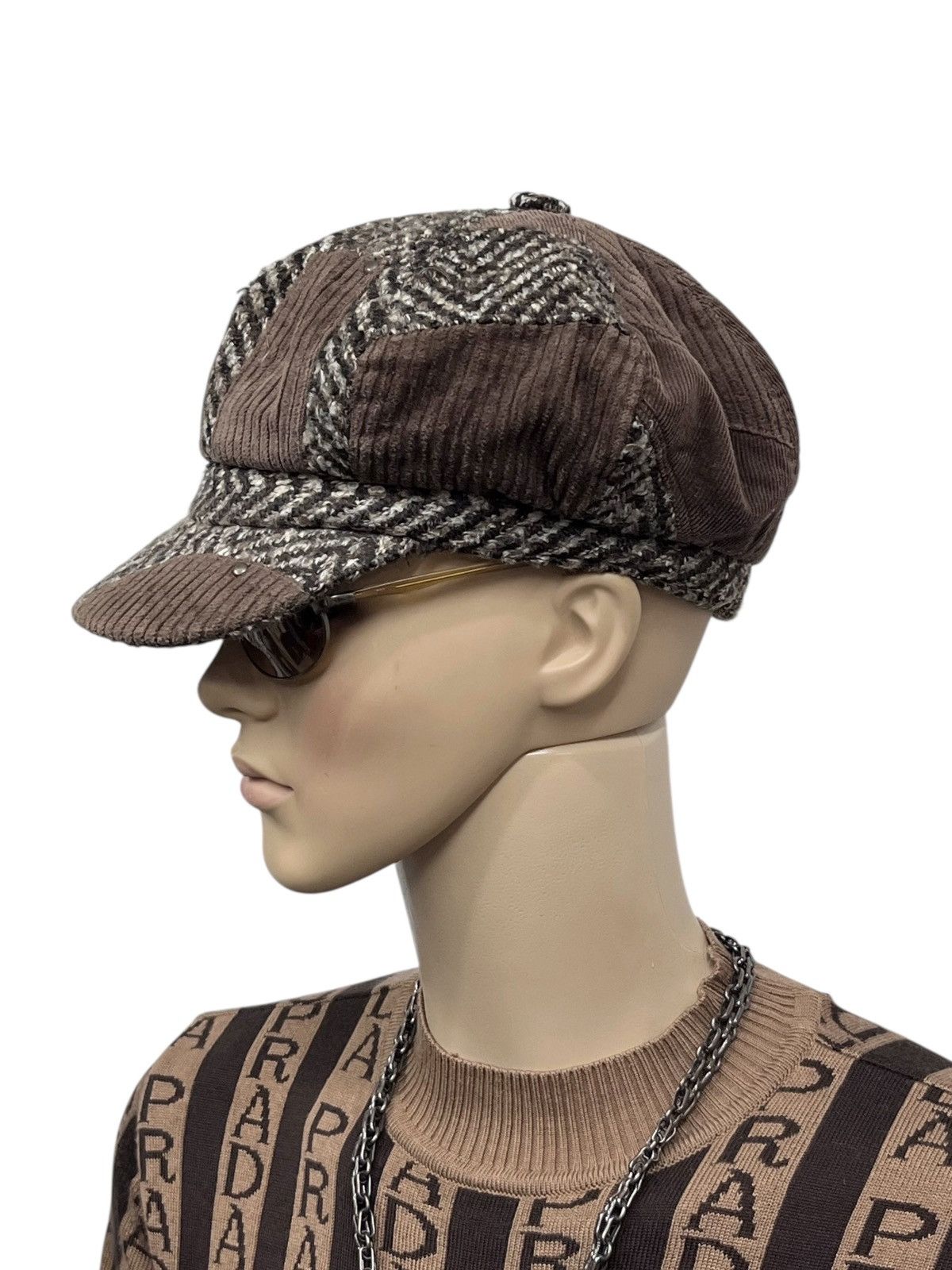 Designer Grunge Vintage Japanese Patchwork Corduroy Newsboy Hat Size ONE SIZE - 4 Thumbnail