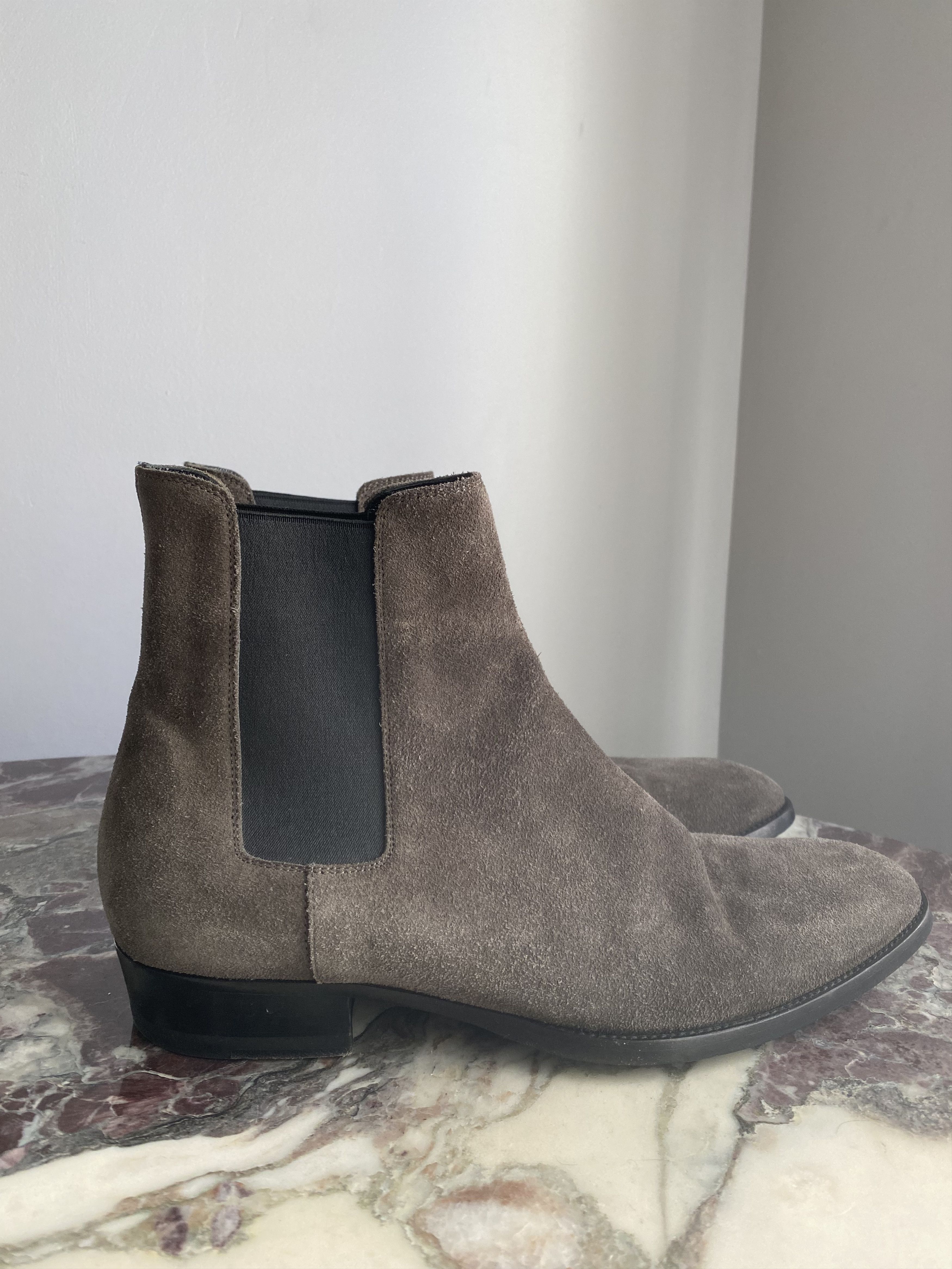 Hedi Slimane Saint Laurent Paris Yves Saint Laurent Saint Laurent Wyatt Charcoal Suede Chelsea Boot Size 40 Grailed