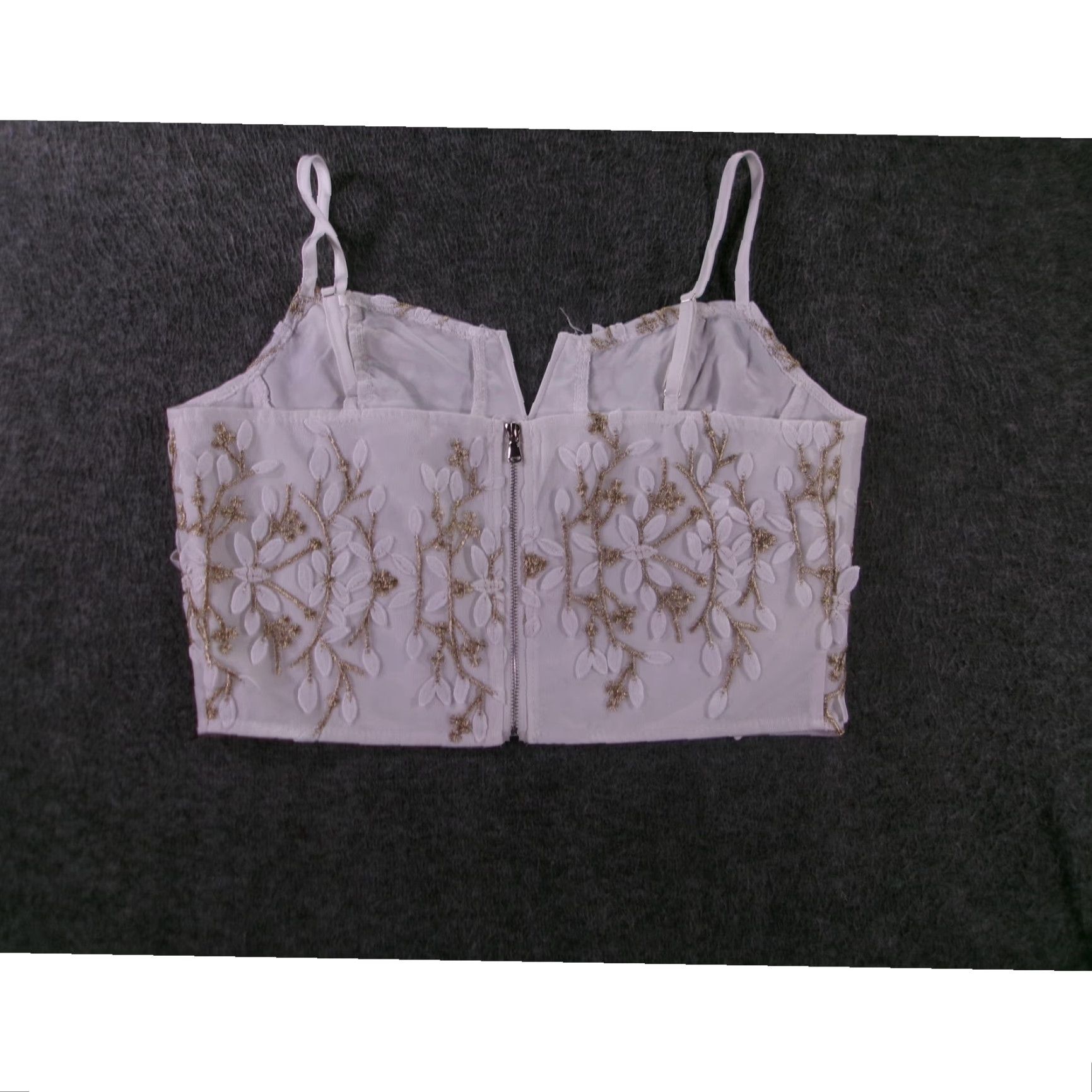 Shein SheIn Crop Bustier Women L White Gold Embroidered Floral Boho Chic Festival Party Size L / US 10 / IT 46 - 5 Thumbnail