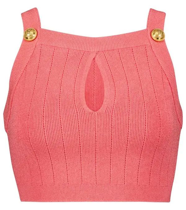 Balmain o1y0625 Crop Top in Coral Size XL / US 12-14 / IT 48-50 - 1 Thumbnail