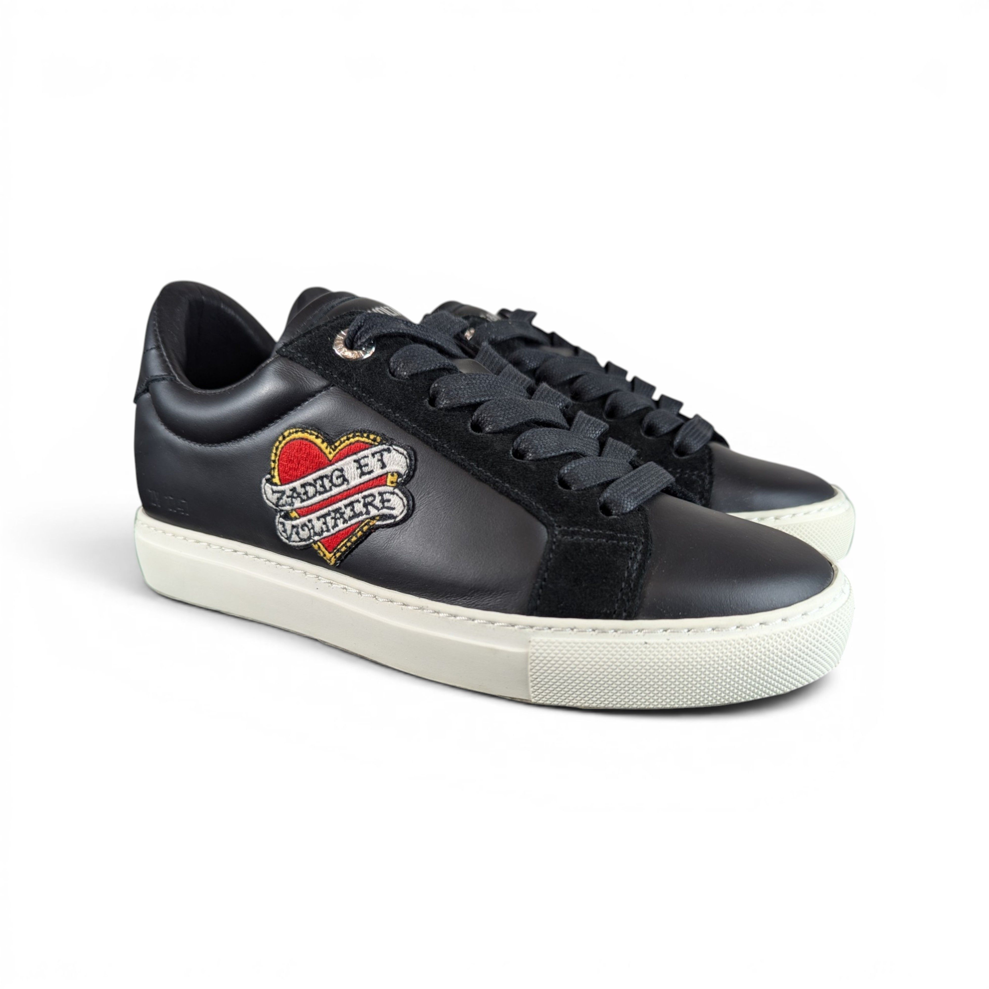 Zadig & Voltaire ZADIG & VOLTAIRE BLACK LEATHER SNEAKERS HEART Size US 6 / IT 36 - 3 Thumbnail