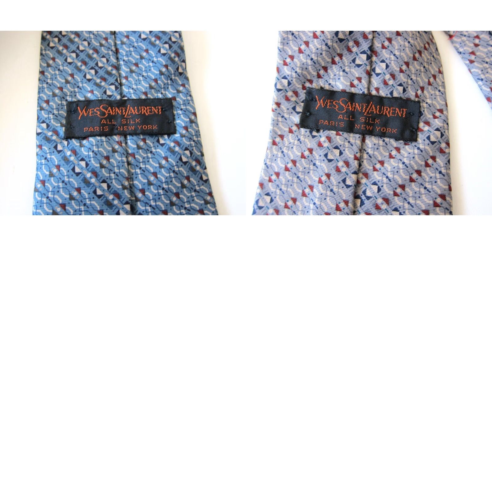 Yves Saint Laurent VINTAGE Yves Saint Laurent Paris New York Neck Ties 100% Silk Blue Grey 2 Vintage Blue Ties Mens 56" Length 3 2/8" Wide Silk Ties Size ONE SIZE - 8 Thumbnail