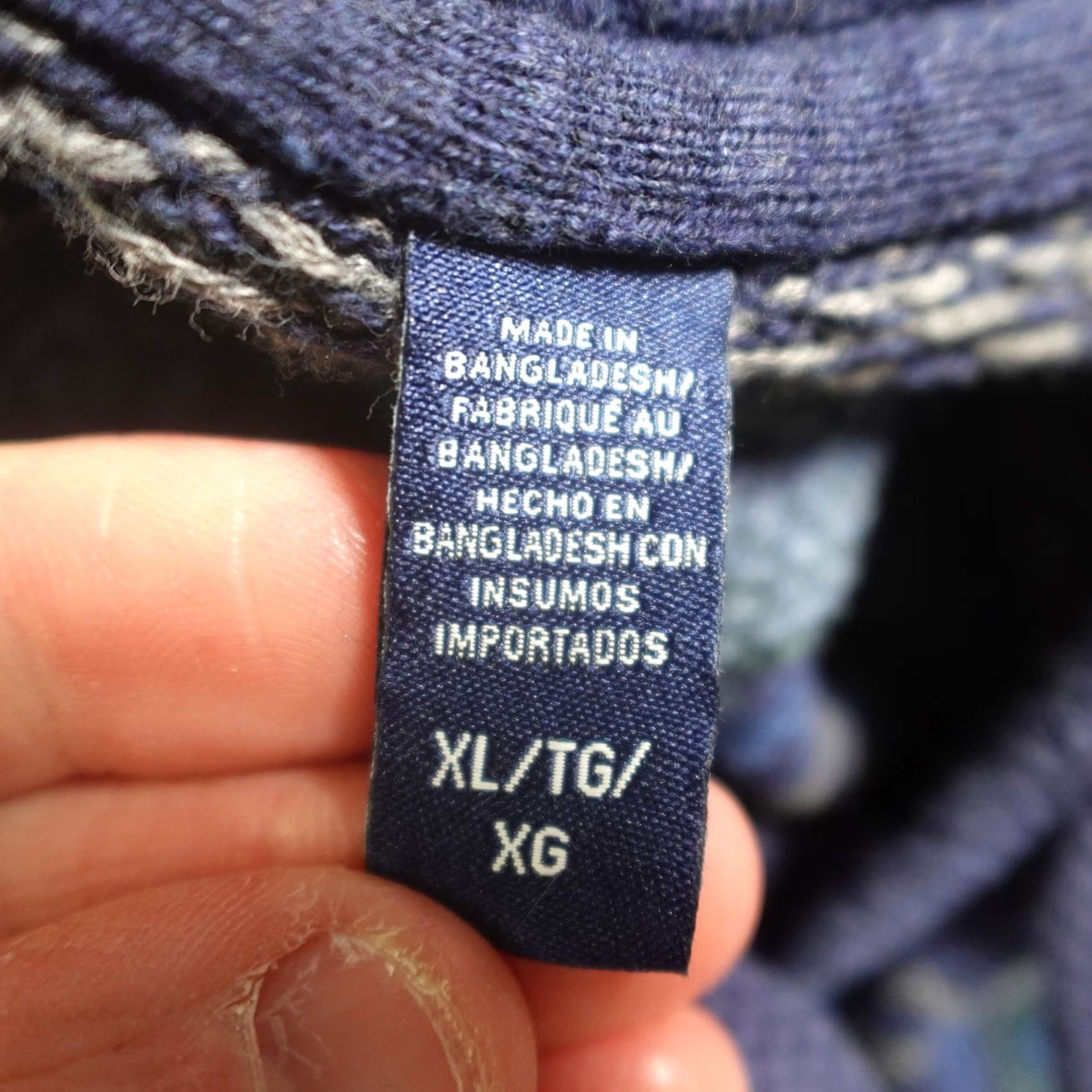 Izod Izod Geometric Hoodie Mens XL Blue Knit Crew Neck Hooded Pullover with Fair Isle Pattern Size US XL / EU 56 / 4 - 3 Thumbnail