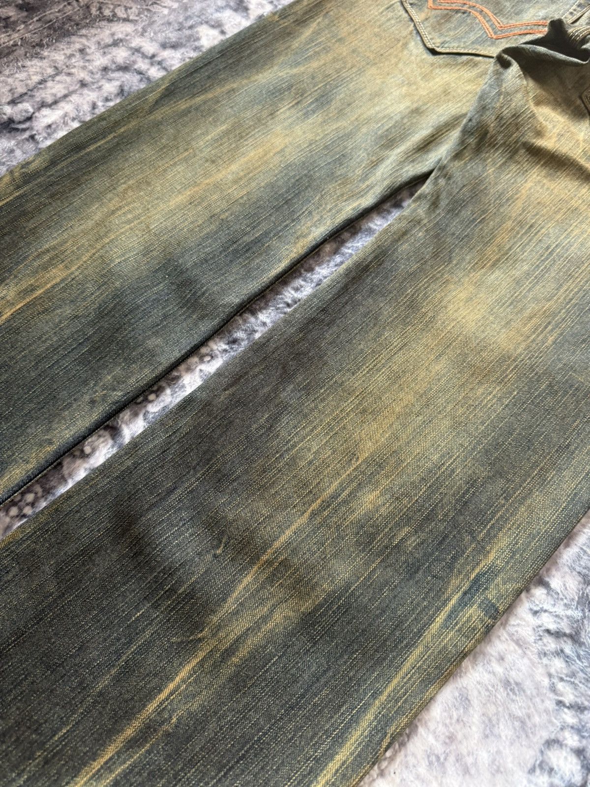 If Six Was Nine Edwin Japan Psychedelic Mud Wash Fade Double Waist Jeans Size US 30 / EU 46 - 14 Thumbnail