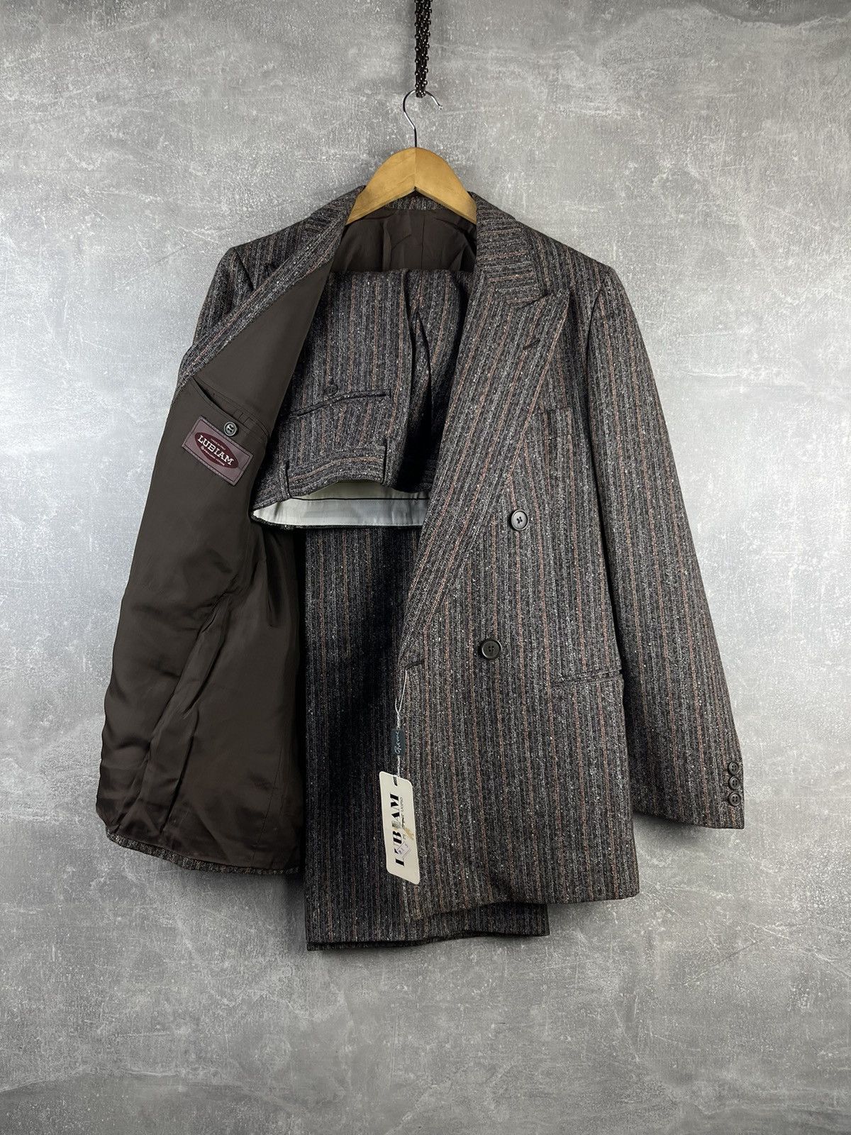 Lubiam Lubiam Luxury Old Money Wool Stripped Doublebreasted Suit Size 48L - 1 Thumbnail