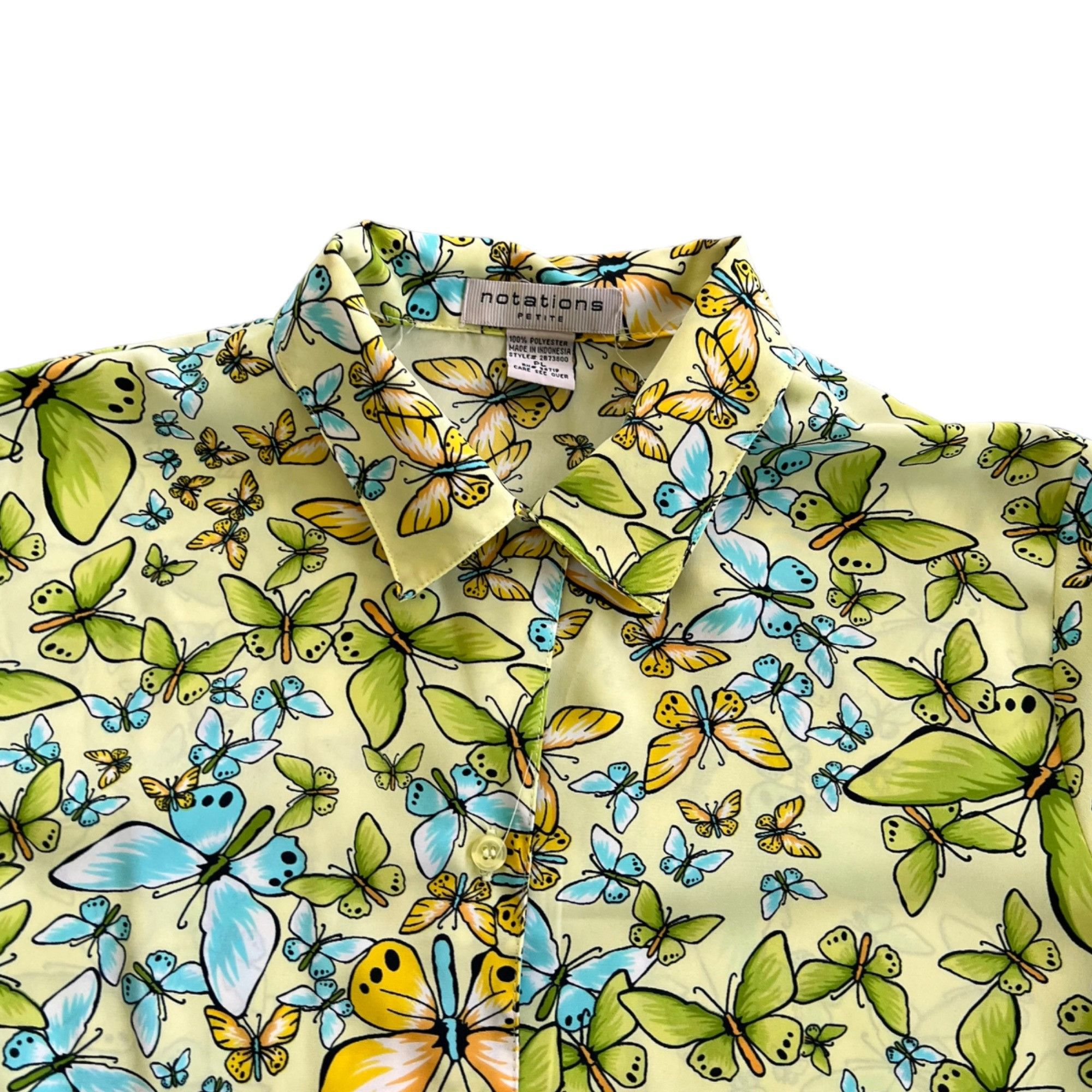 Vintage Vintage Notations Novelty Print Butterfly Print Short Sleeve Size L / US 10 / IT 46 - 3 Thumbnail