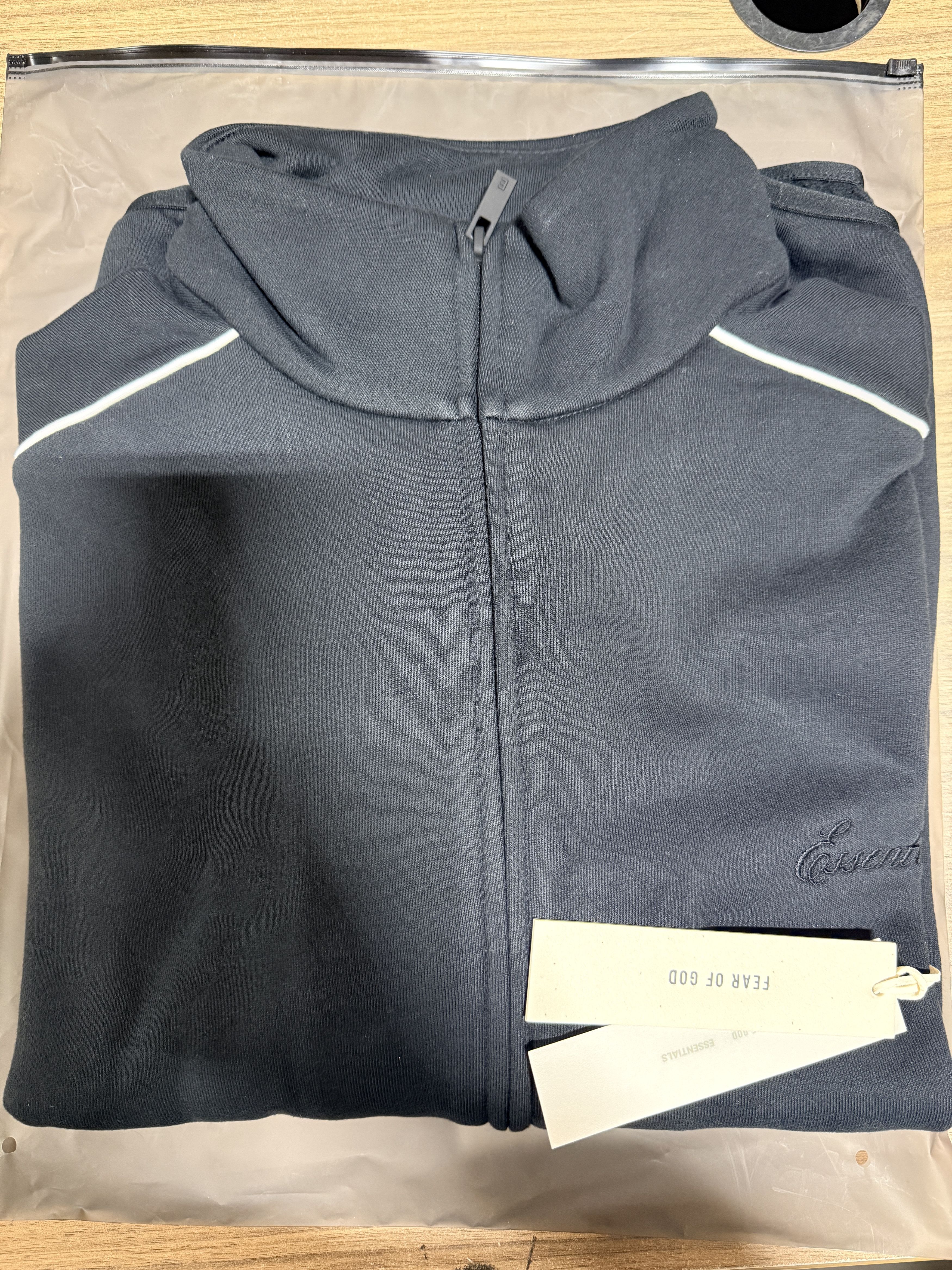Adidas × Fear of God FOG Essentials Modern Piping Track Jacket Black/White S Size US S / EU 44-46 / 1 - 3 Thumbnail