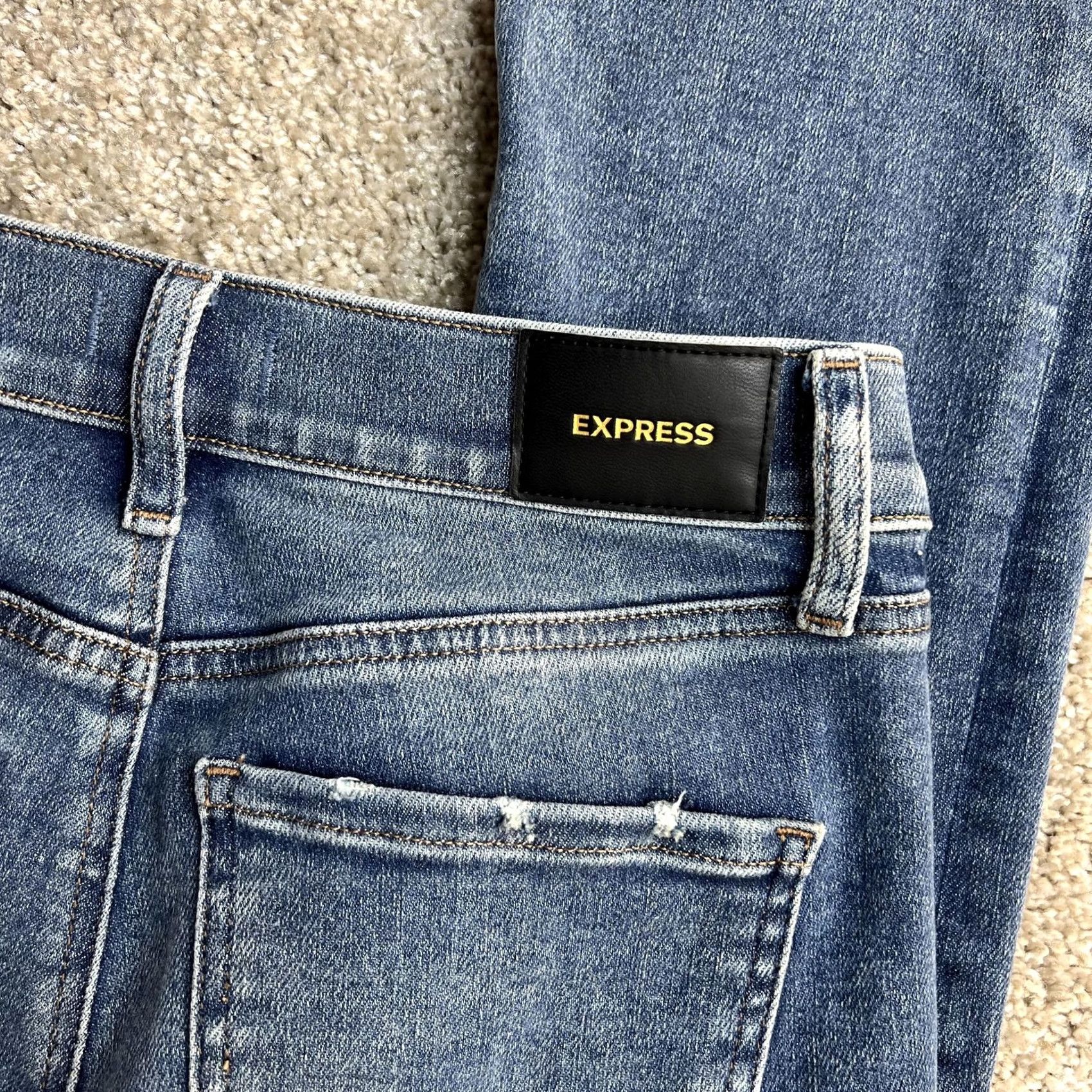 Express Express Skyscraper Bootcut Jeans Womens 6R Medium Wash Mid Rise Distressed Denim Size 28" / US 6 / IT 42 - 2 Thumbnail