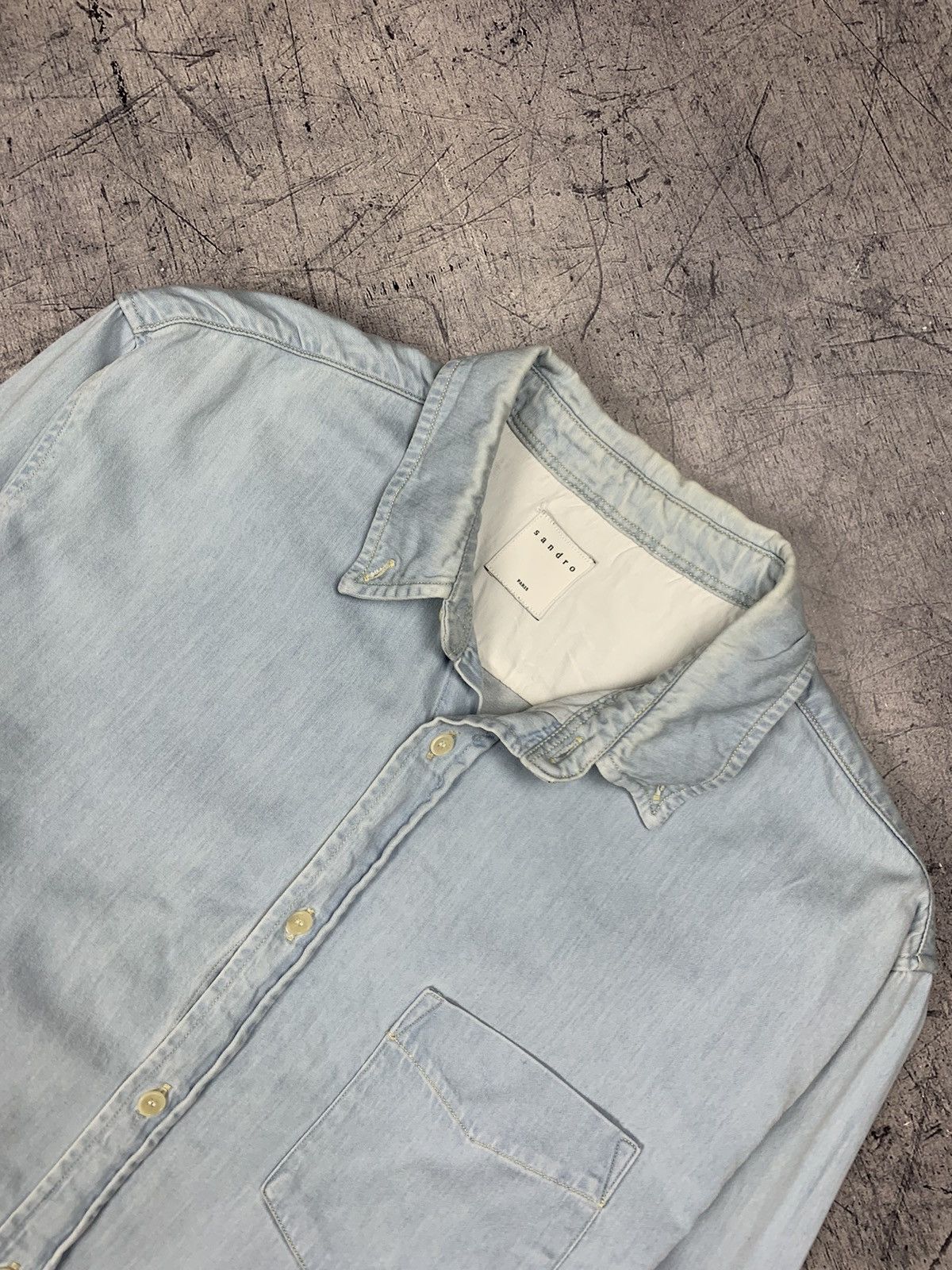 Sandro SANDRO DENIM JEANS SHIRT LONG SLEEVE MENS TOP LUXURY BRAND Size US M / EU 48-50 / 2 - 2 Thumbnail