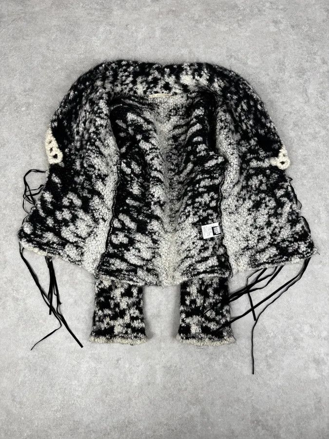 Roberto Cavalli 2000s Roberto Cavalli Black & White Leopard Wool Cardigan Jacket Size S / US 4 / IT 40 - 8 Thumbnail