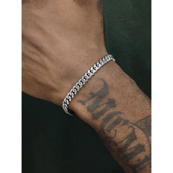 Jewelry × Vintage Curb Cuban Bracelets Solid Stainless Steel 5mm Size ONE SIZE - 1 Thumbnail